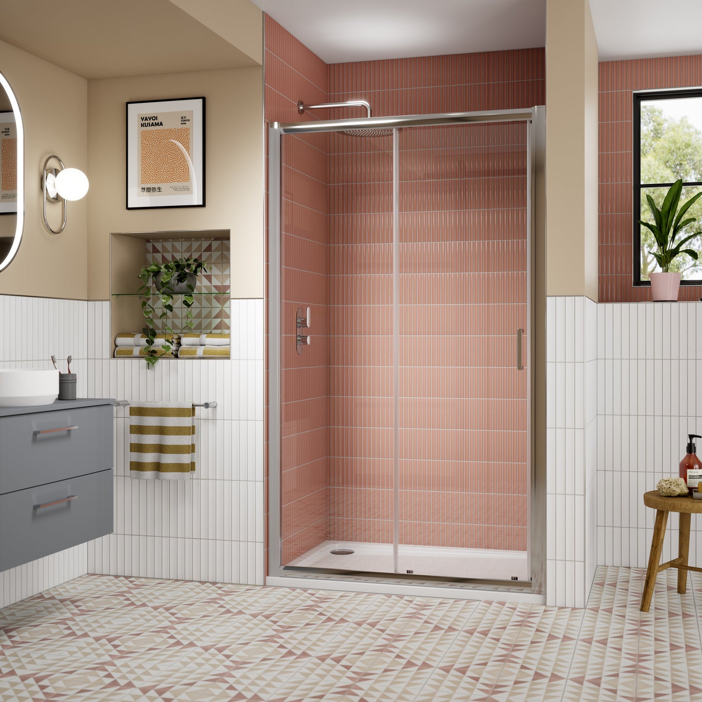 NUIE 1700mm Sliding Shower Door - Chrome