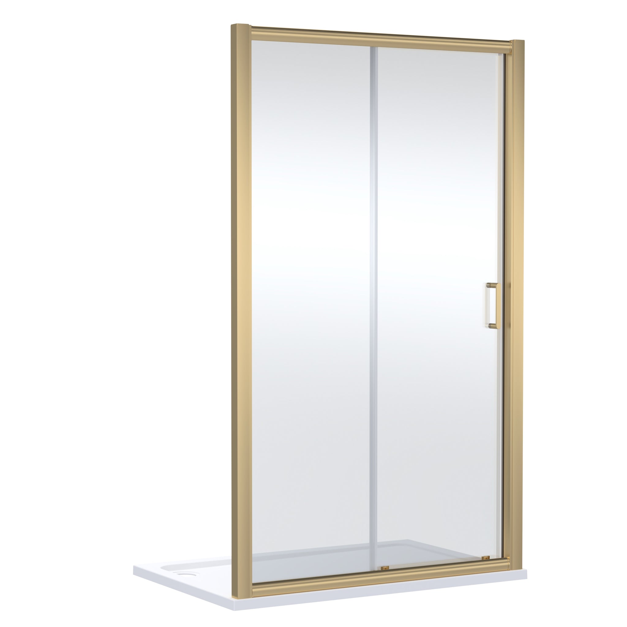 NUIE 1400mm Sliding Shower Door - Brushed Brass