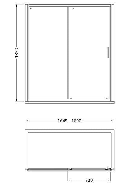 Hudson Reed Pacific 1700mm Single Sliding Door