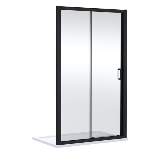 NUIE 1700mm Sliding Shower Door - Matt Black