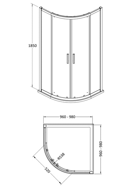 Hudson Reed Pacific 1000mm Quadrant