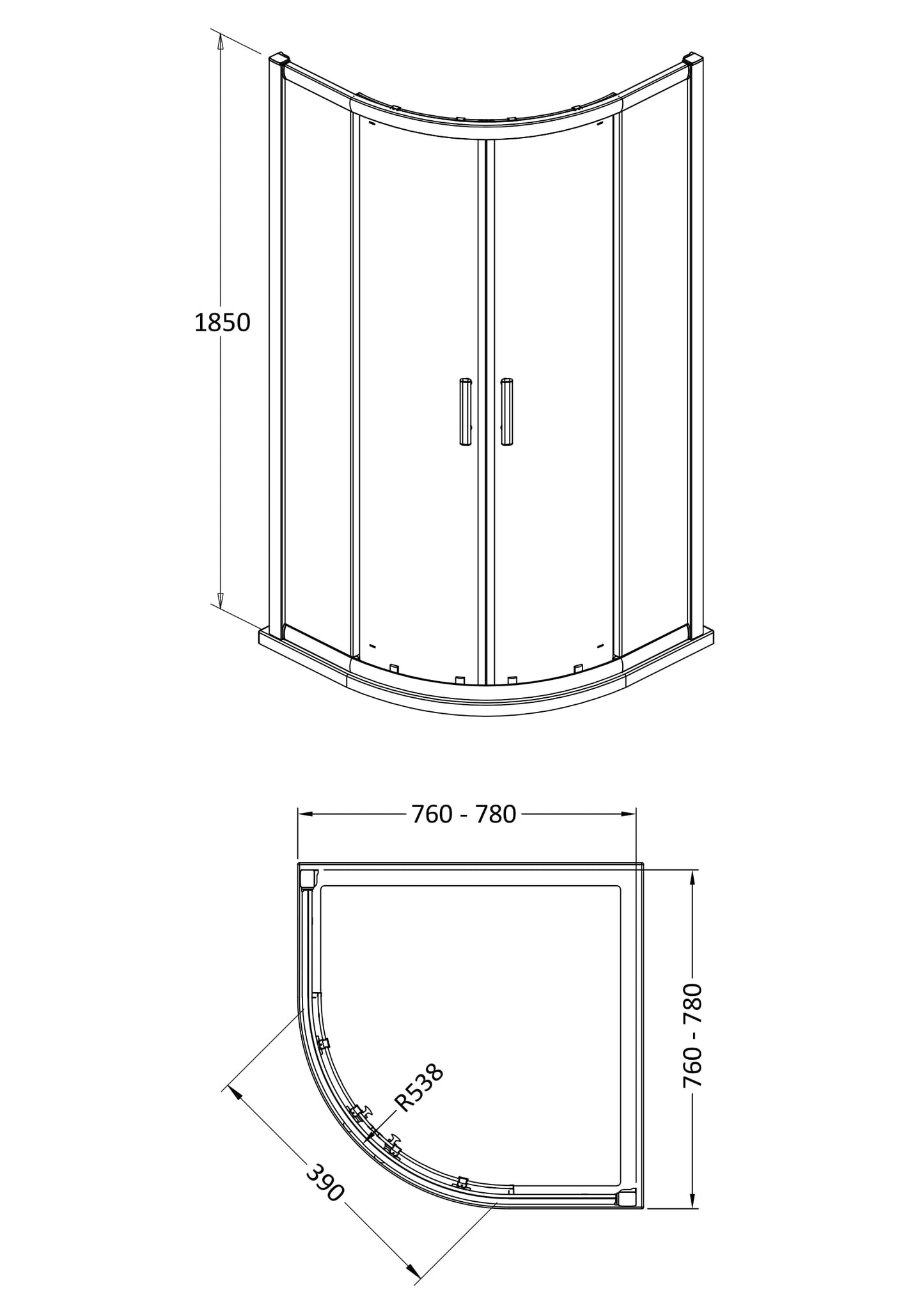 Hudson Reed Pacific 800mm Quadrant