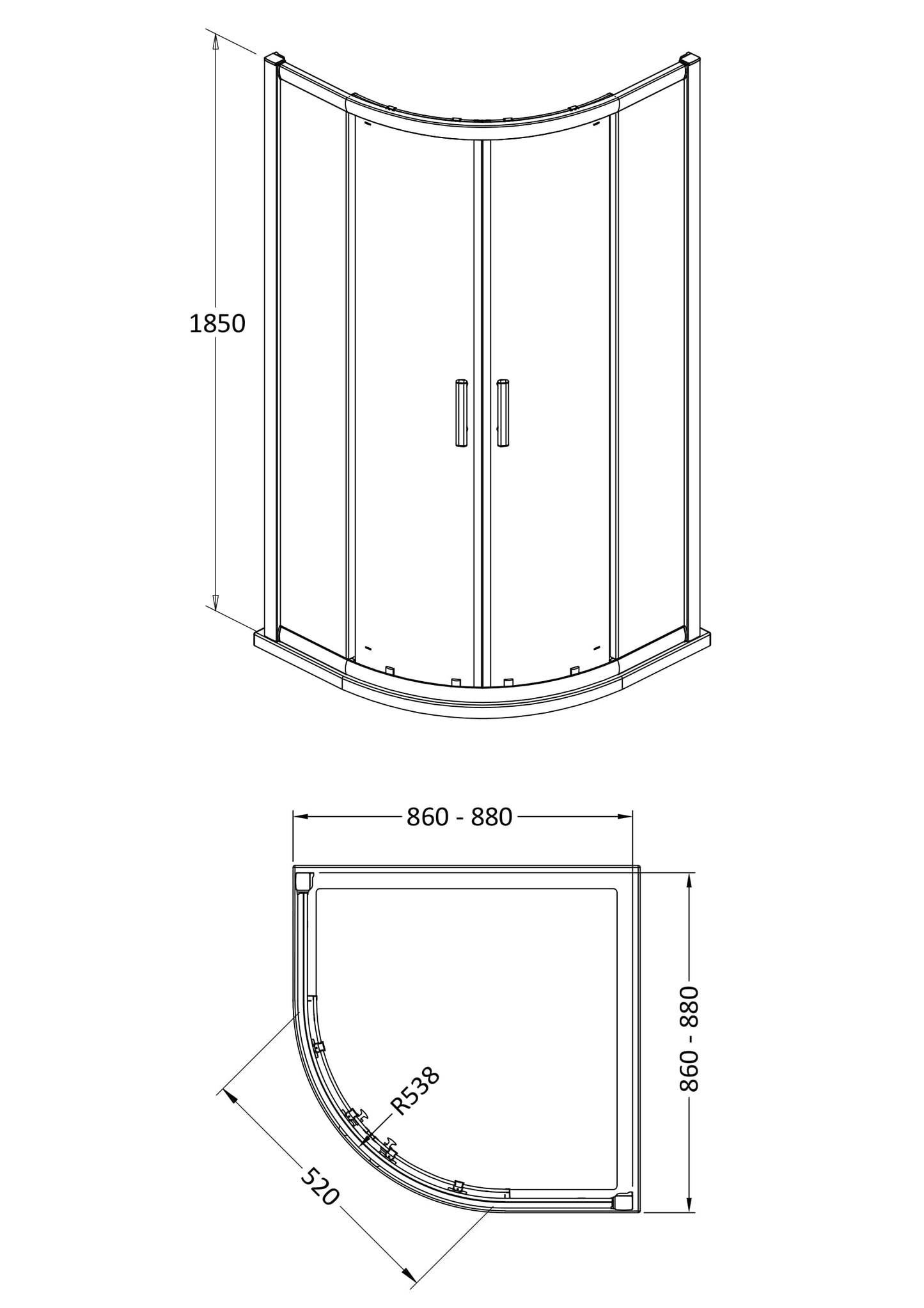 Hudson Reed Pacific 900mm Quadrant