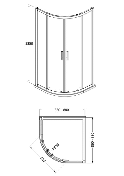 Hudson Reed Pacific 900mm Quadrant