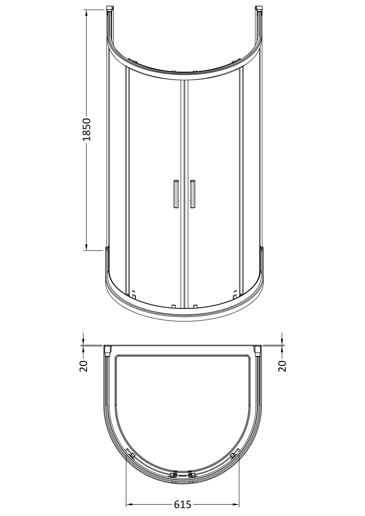 Hudson Reed Pacific 1050mm D Shape Enclosure
