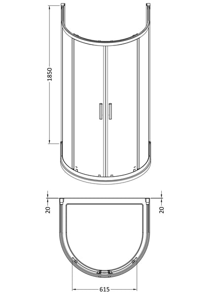 Hudson Reed Pacific 1050mm D Shape Enclosure
