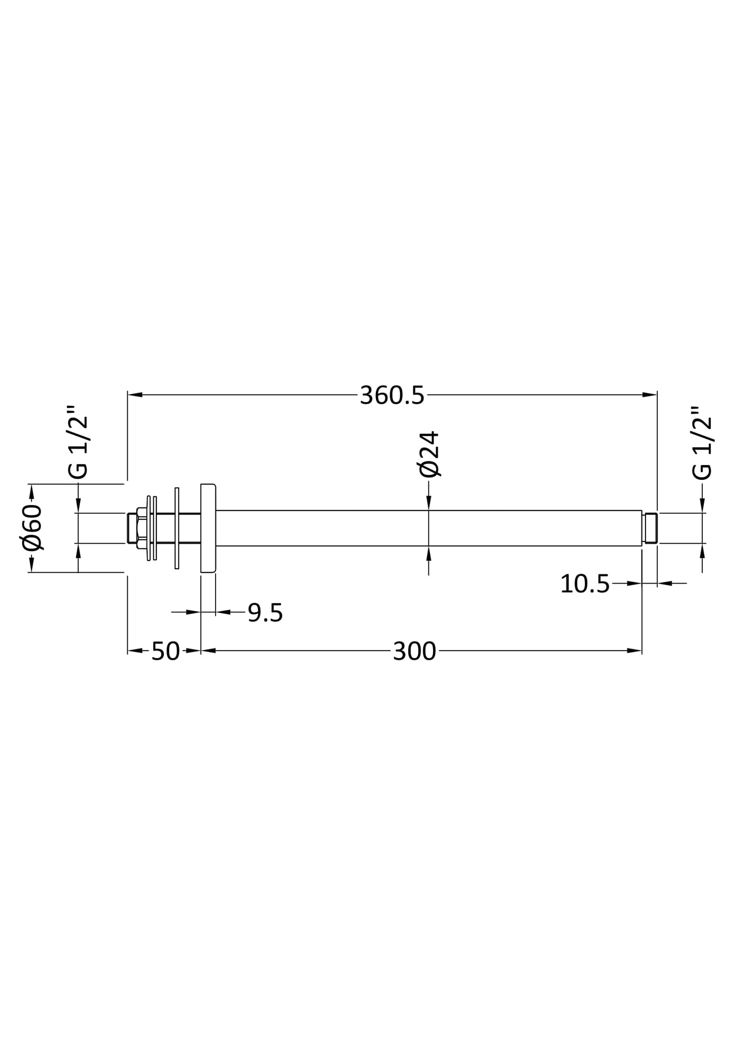 NUIE Round Ceiling Arm 300mm