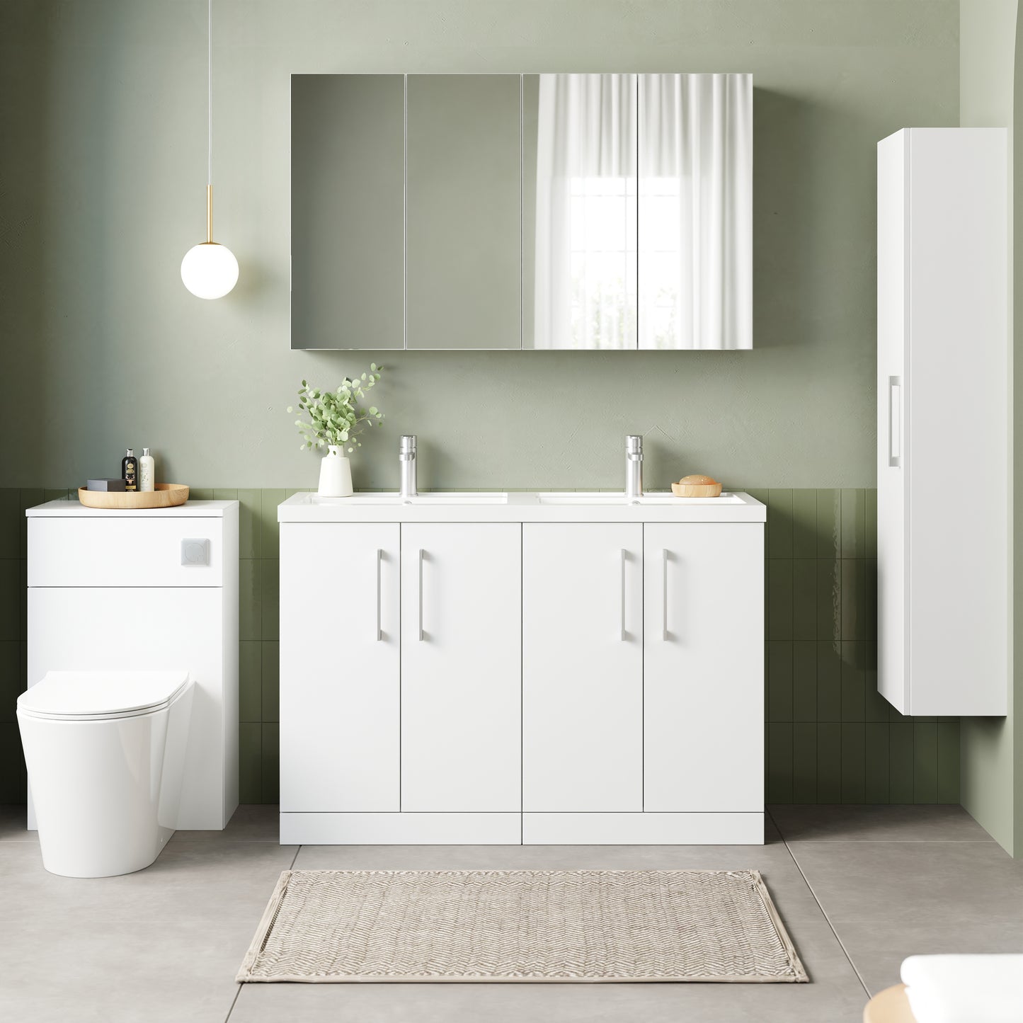 NUIE 1200mm Floor Standing 4 Door Vanity & Double Basin 1