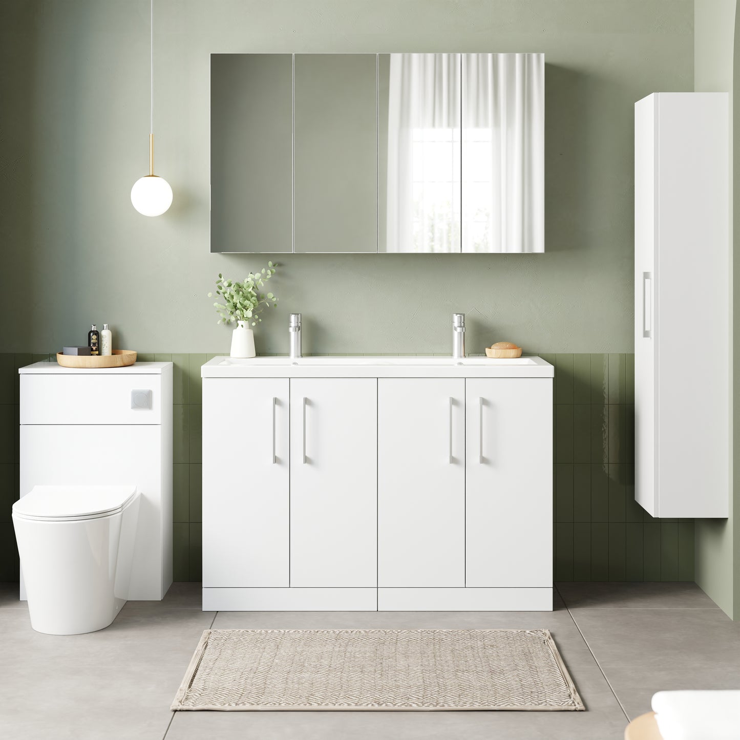 NUIE 1200mm Floor Standing 4 Door Vanity & Double Basin 2