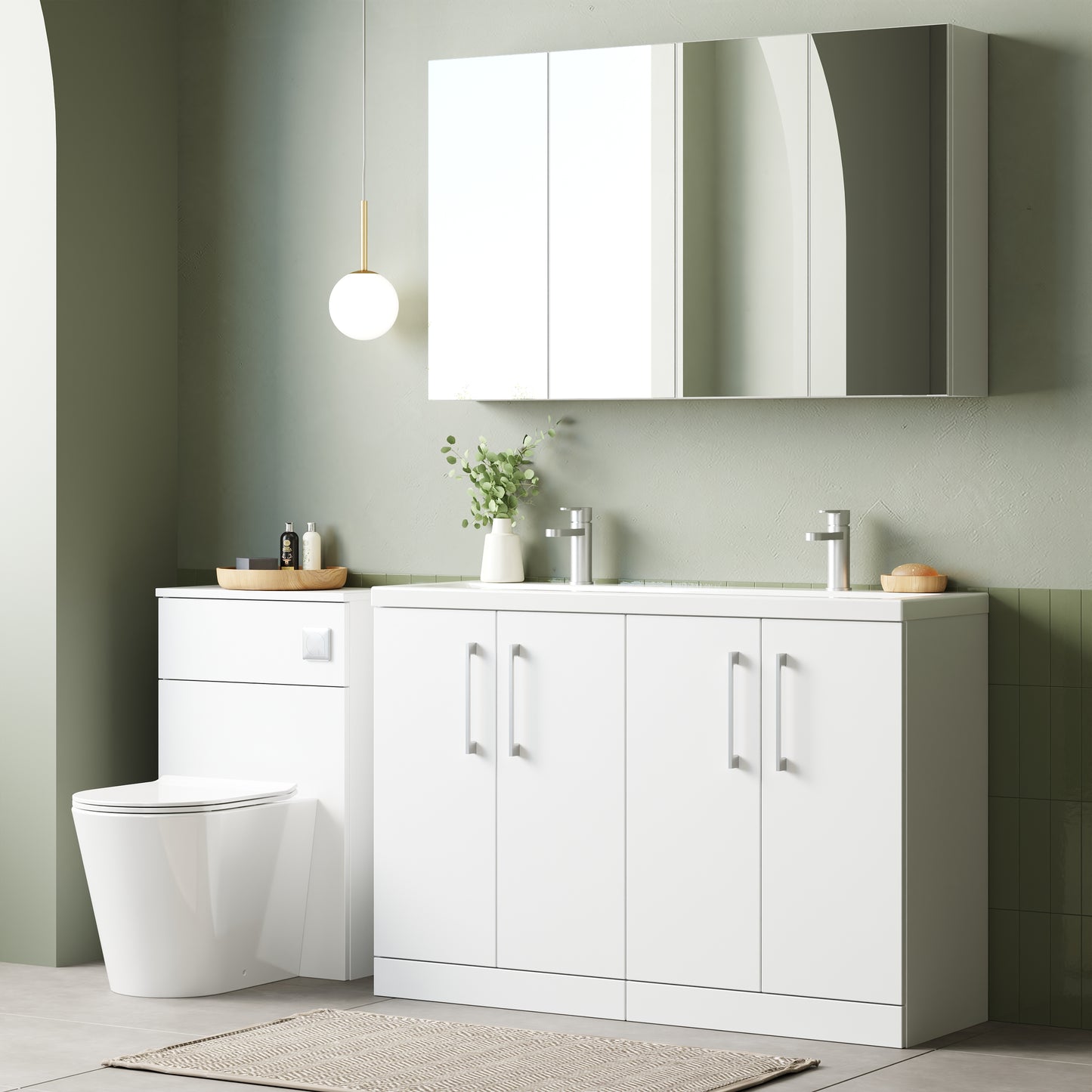 NUIE 1200mm Floor Standing 4 Door Vanity & Double Basin 2