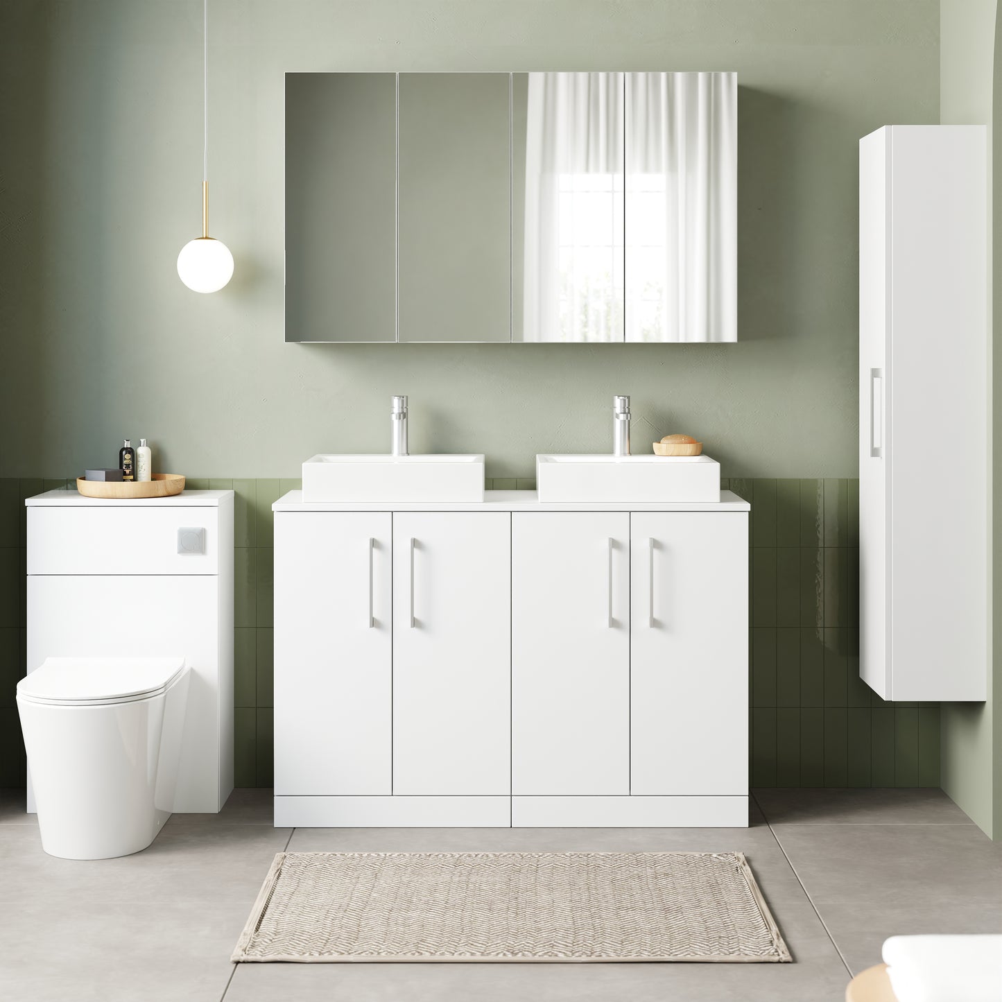 NUIE 1200mm Floor Standing 4 Door Vanity & Worktop