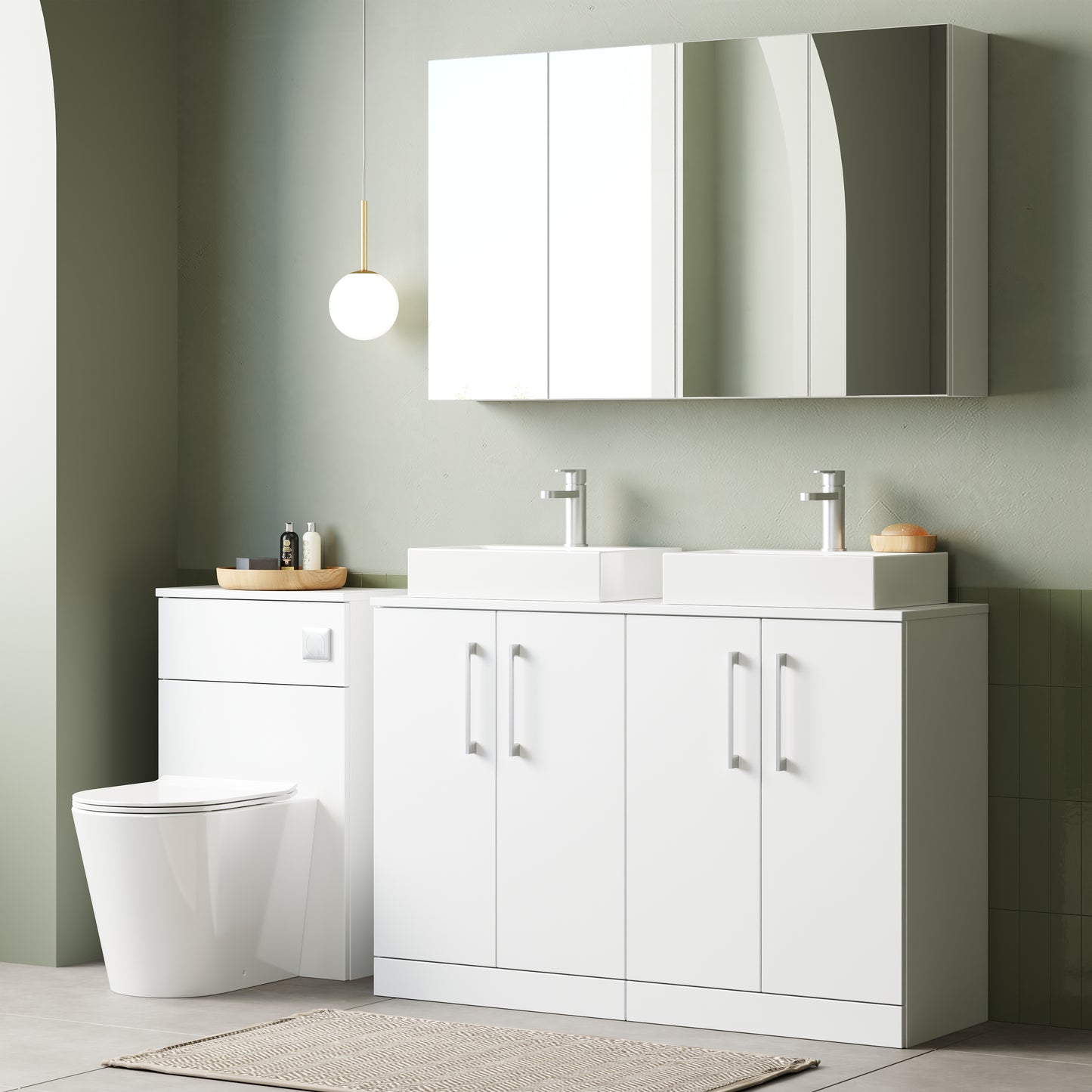 NUIE 1200mm Floor Standing 4 Door Vanity & Worktop