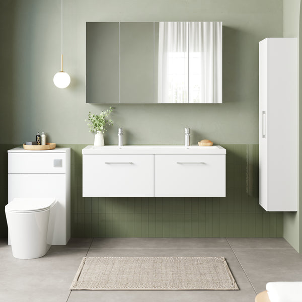 NUIE 1200mm Wall Hung 2 Drawer Vanity & Double Basin