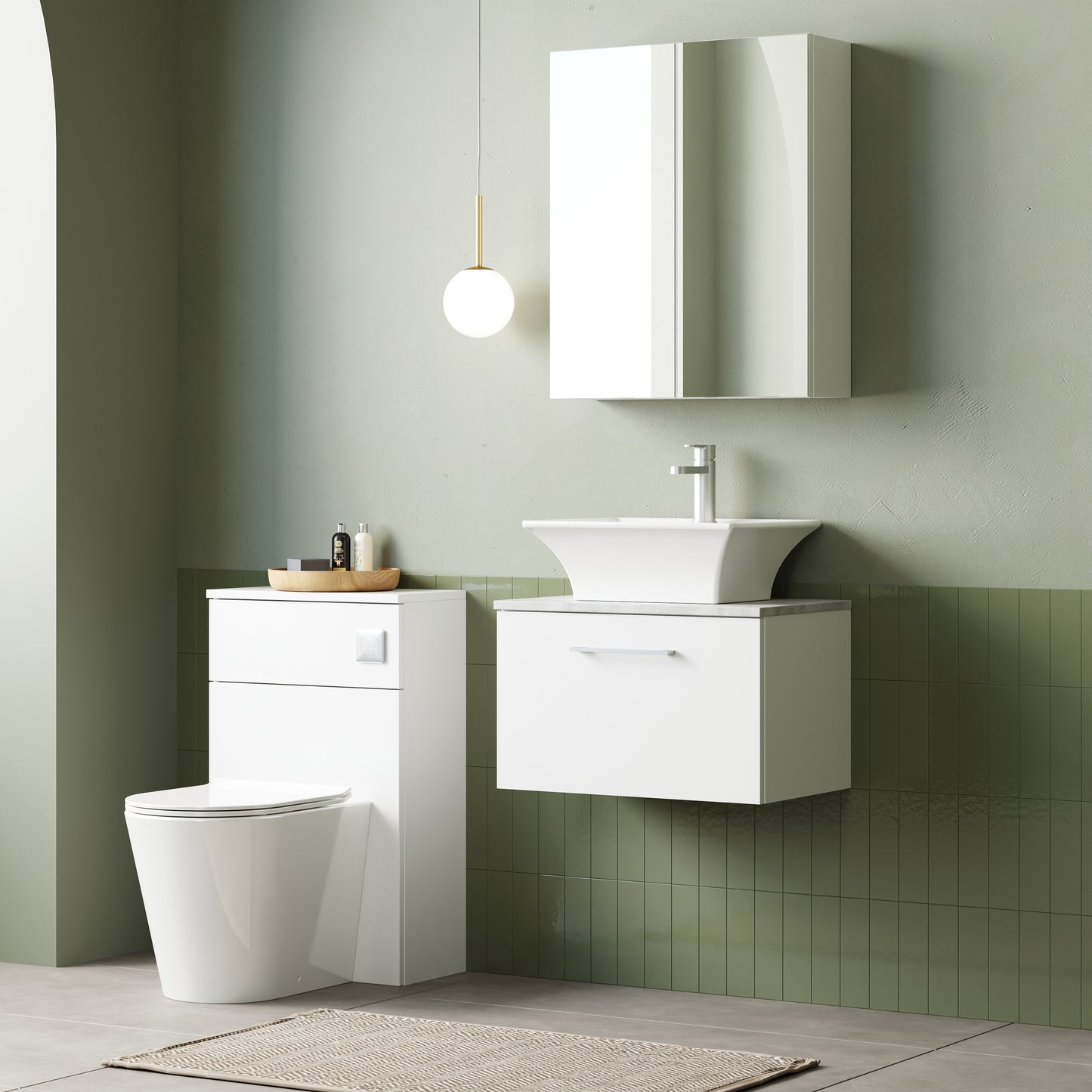 NUIE 600mm Wall Hung 1 Drawer Vanity & Laminate Top