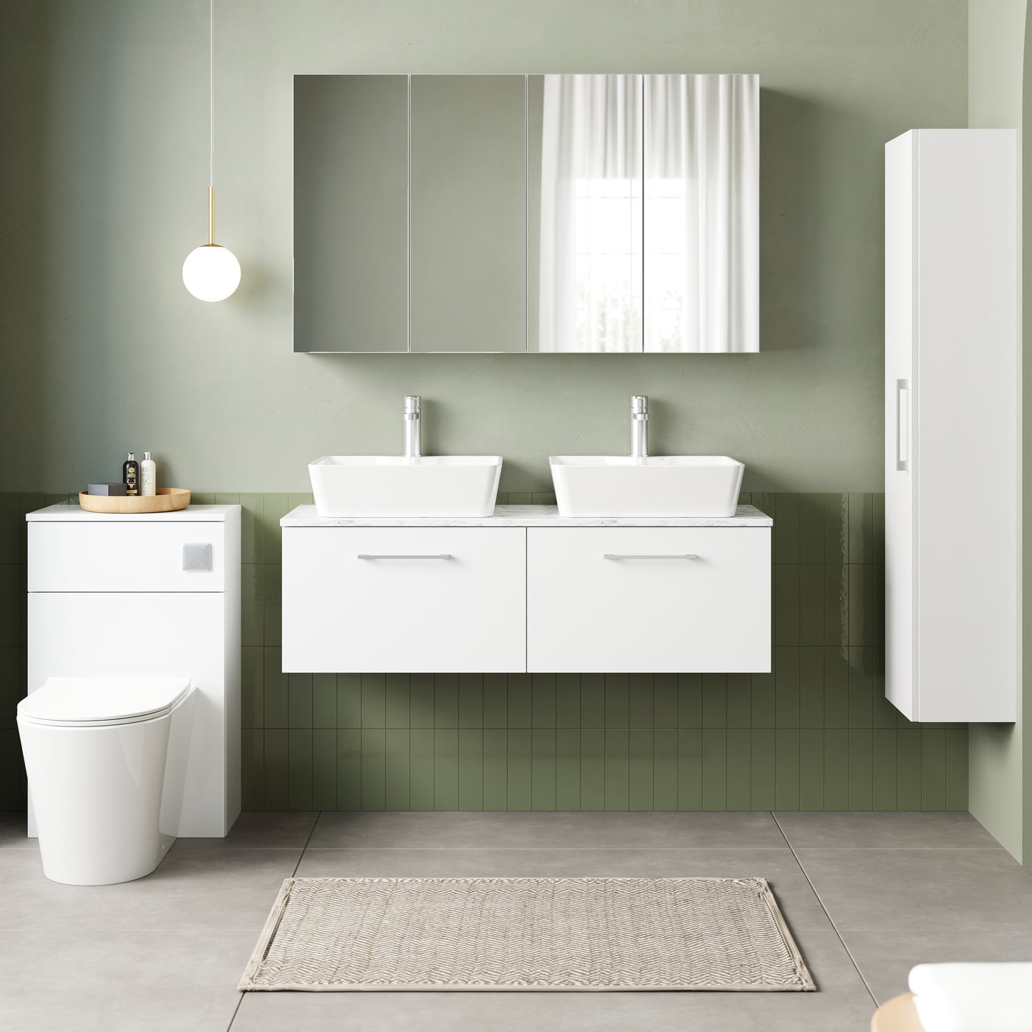 NUIE 1200mm Wall Hung 2-Drawer Vanity & Laminate Worktop
