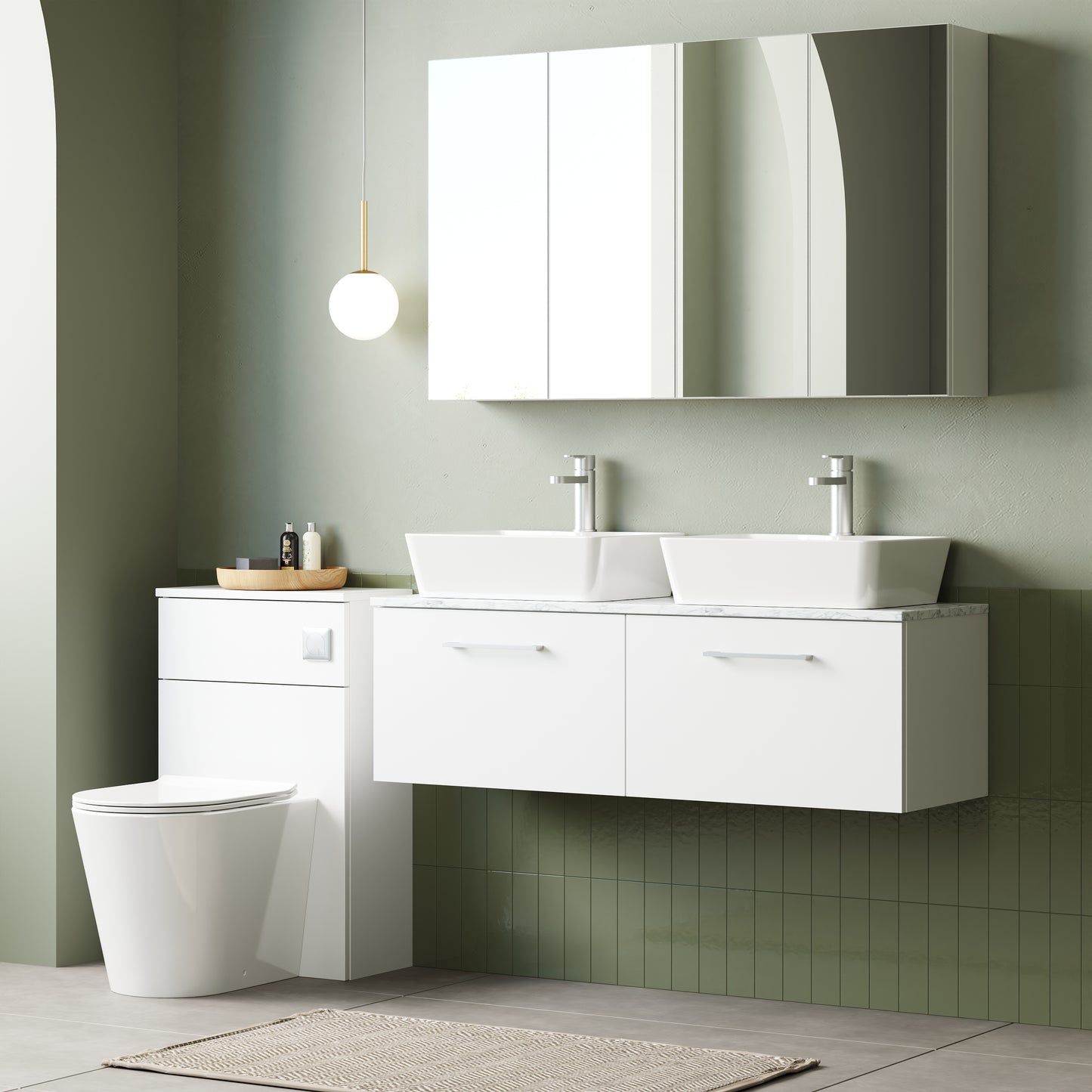 NUIE 1200mm Wall Hung 2-Drawer Vanity & Laminate Worktop