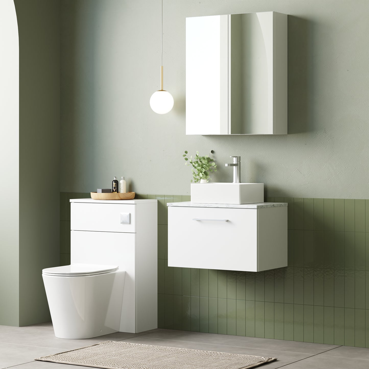NUIE 600mm Wall Hung 1-Drawer Vanity & Laminate Worktop