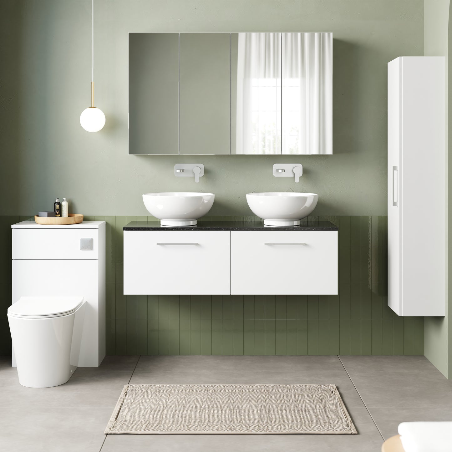 NUIE 1200mm Wall Hung 2-Drawer Vanity & Laminate Worktop
