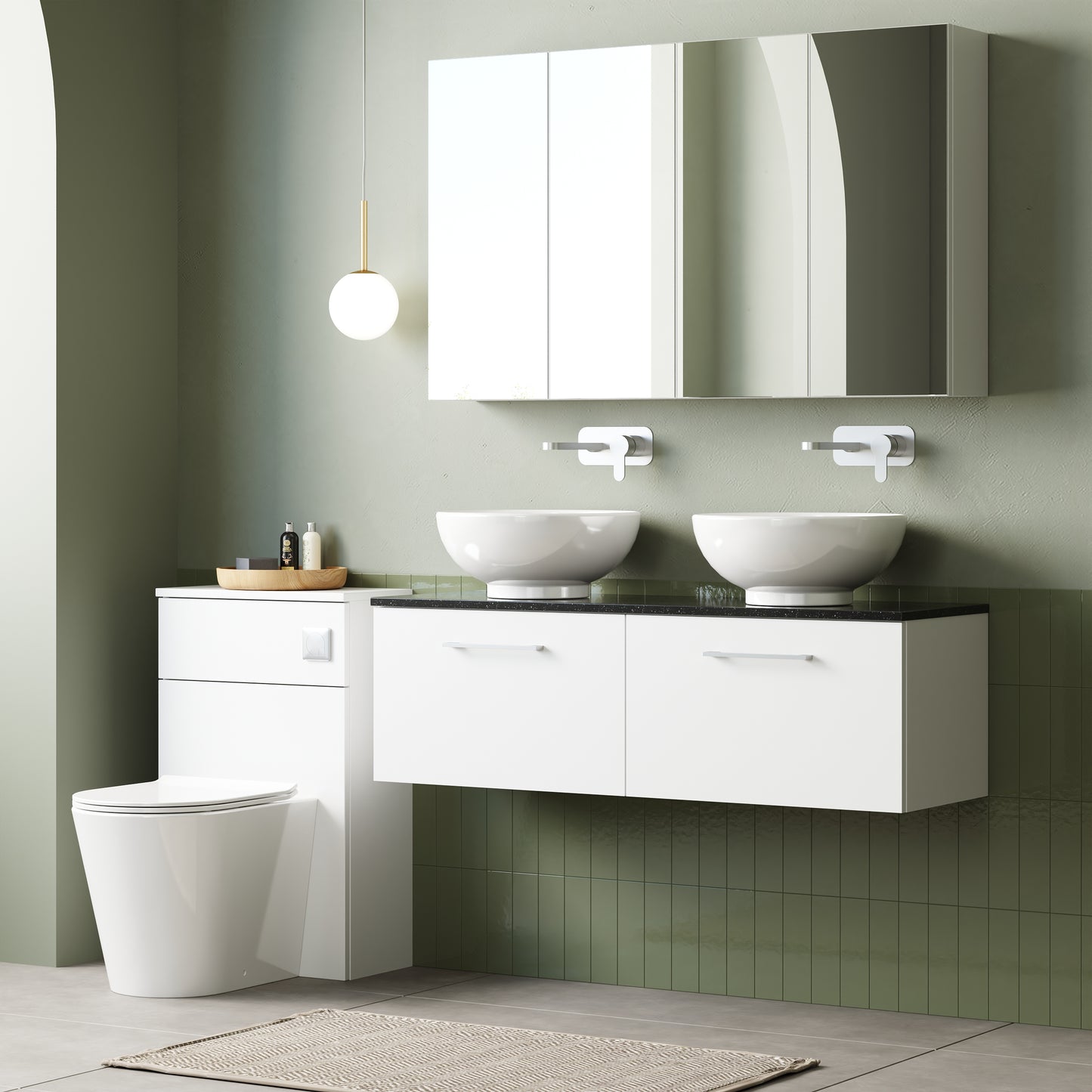 NUIE 1200mm Wall Hung 2-Drawer Vanity & Laminate Worktop
