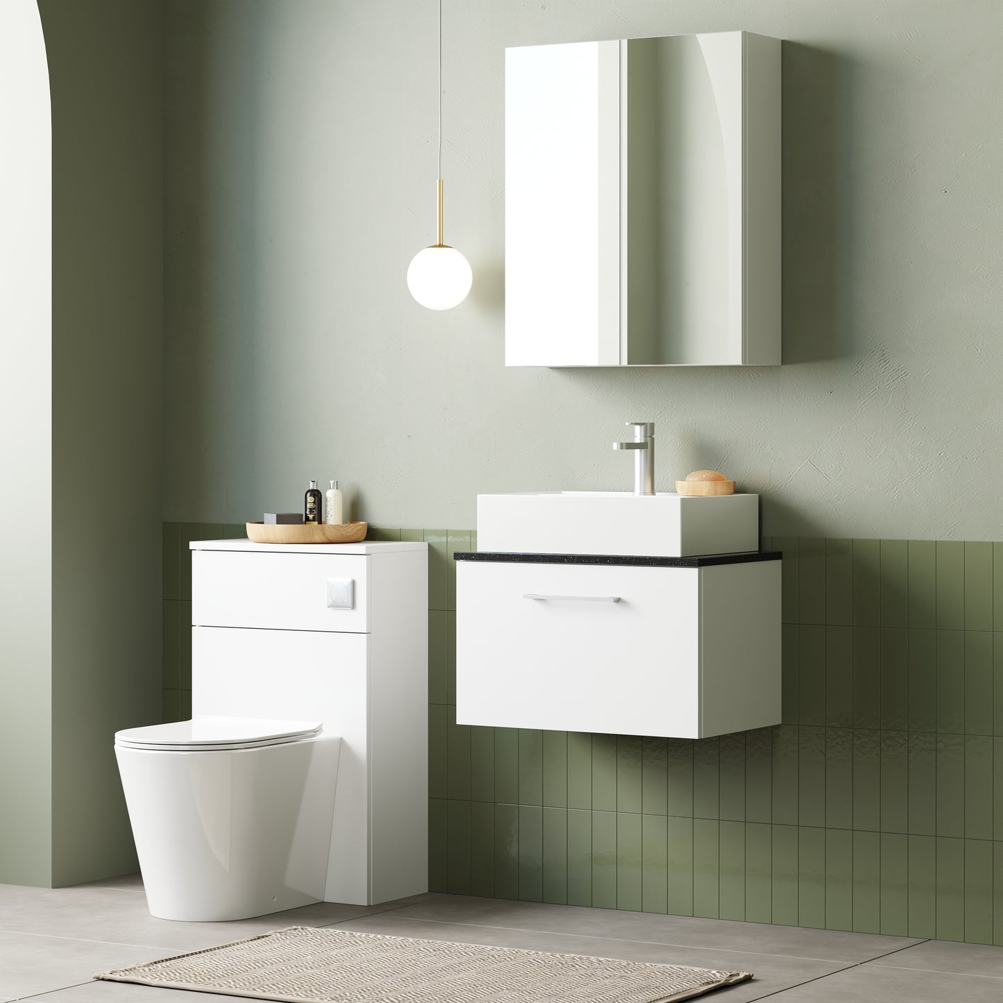 NUIE 600mm Wall Hung 1 Drawer Vanity & Laminate Top
