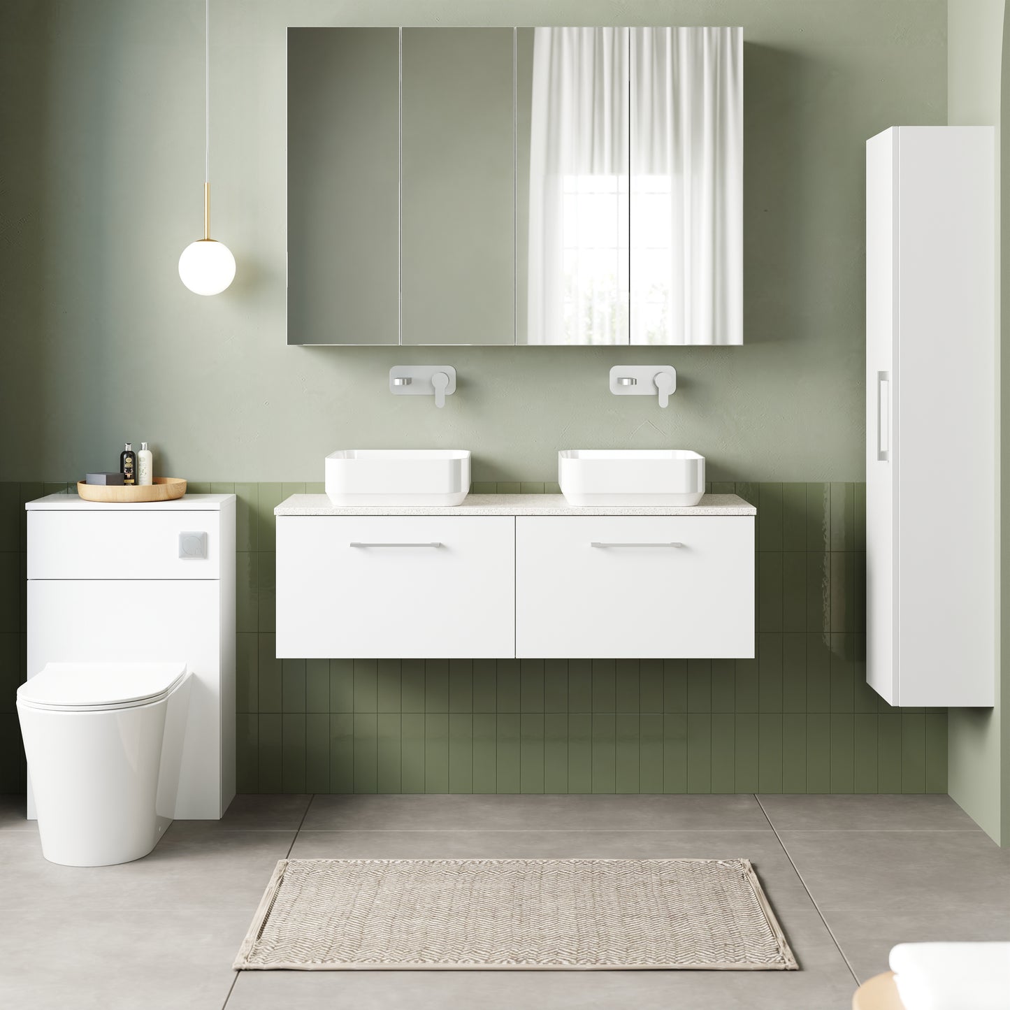 NUIE 1200mm Wall Hung 2-Drawer Vanity & Laminate Worktop