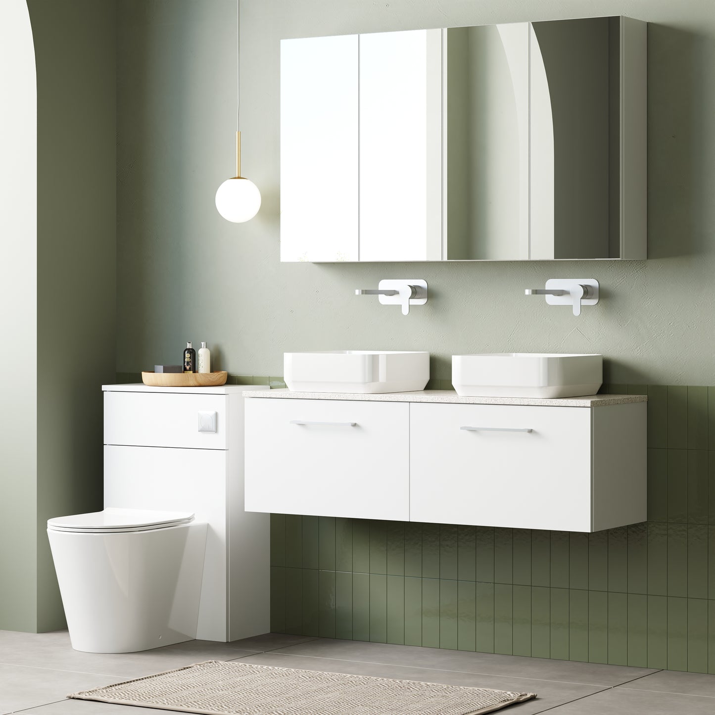 NUIE 1200mm Wall Hung 2-Drawer Vanity & Laminate Worktop