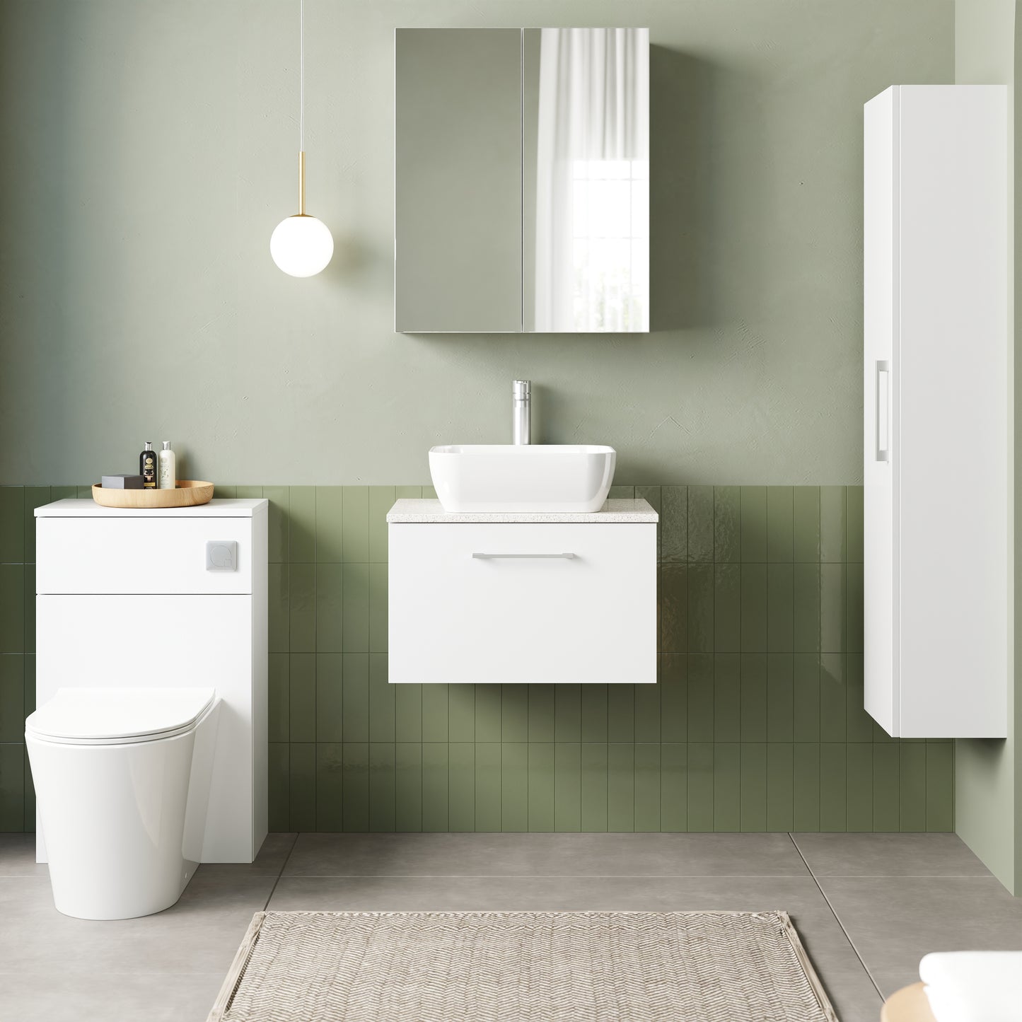 NUIE 600mm Wall Hung 1 Drawer Vanity & Laminate Top