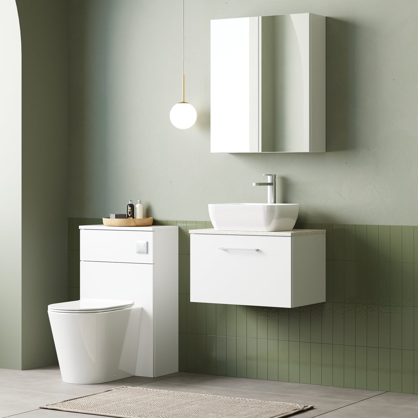 NUIE 600mm Wall Hung 1 Drawer Vanity & Laminate Top