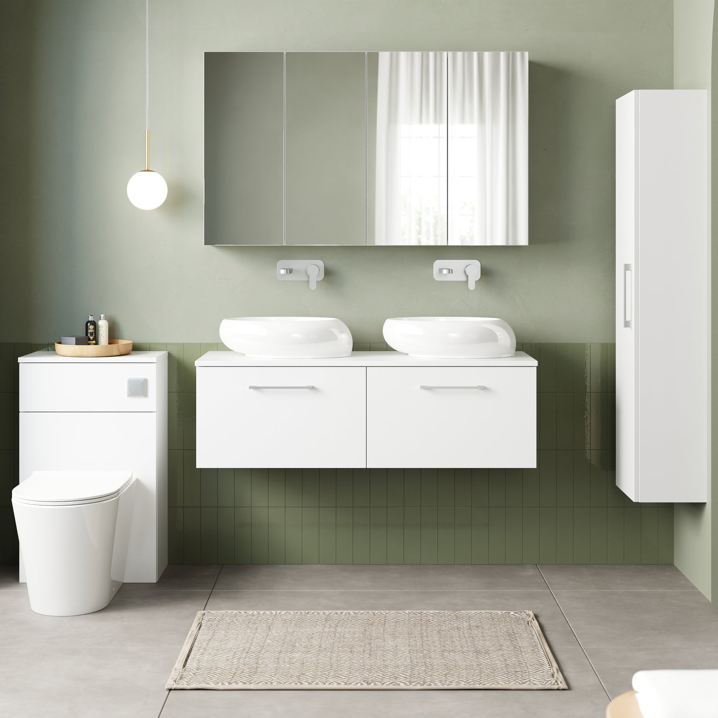 NUIE 1200mm Wall Hung 2 Drawer Vanity & Worktop
