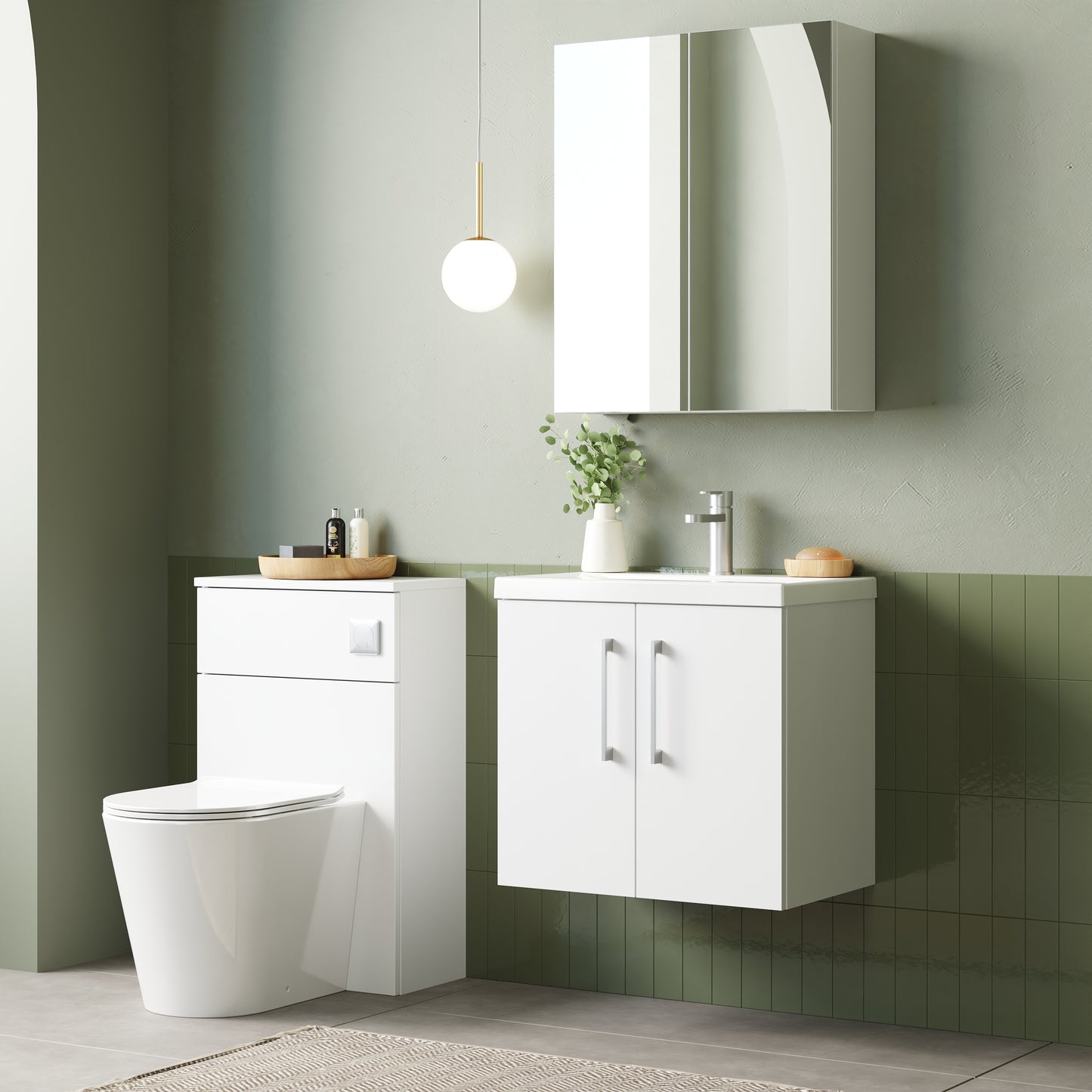 NUIE 600mm Wall Hung 2 Door Vanity & Basin 1