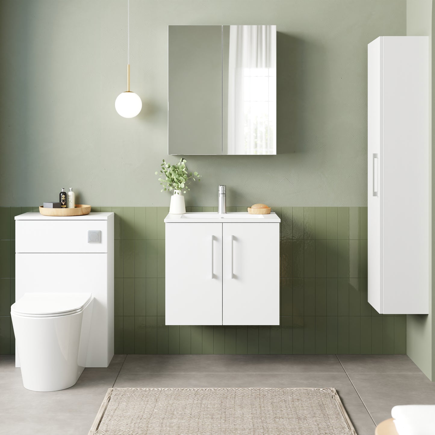 NUIE 600mm Wall Hung 2 Door Vanity & Basin 2