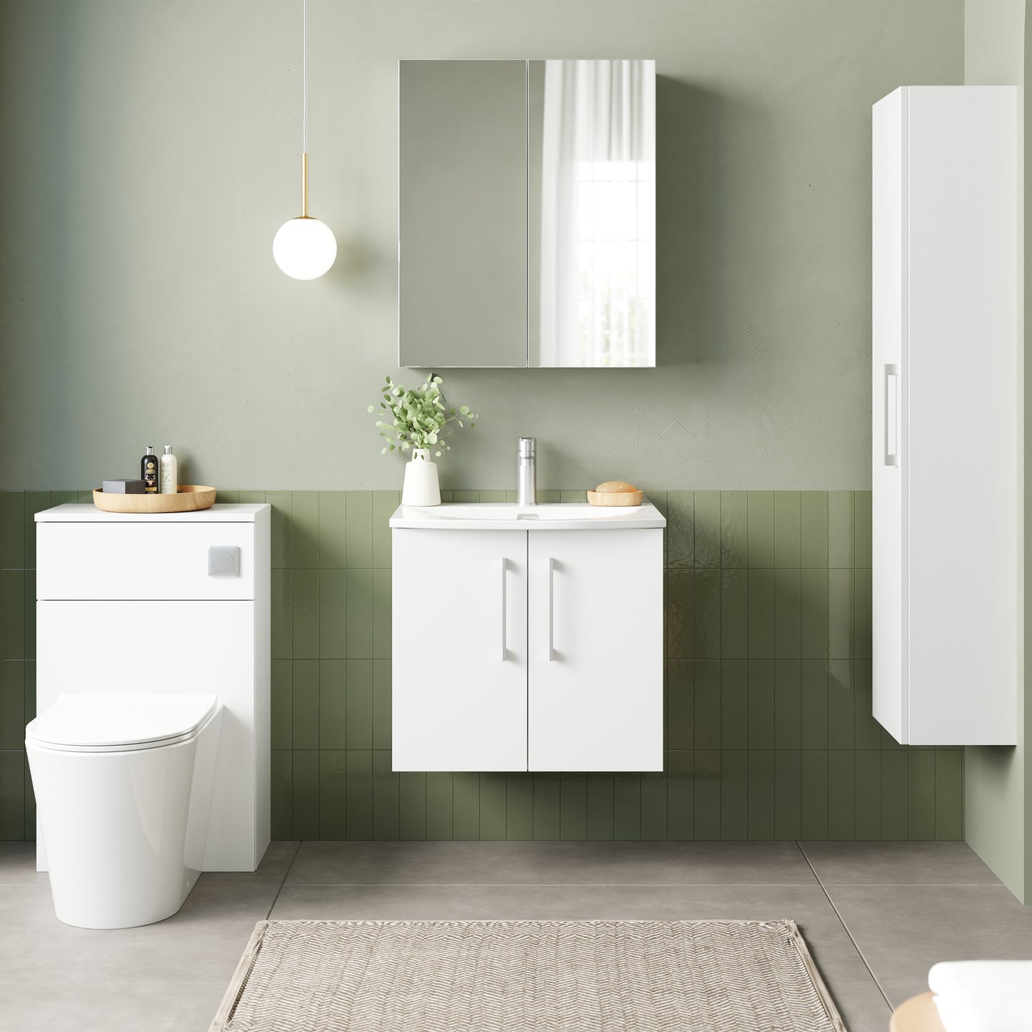 NUIE 600mm Wall Hung 2 Door Vanity & Basin 4