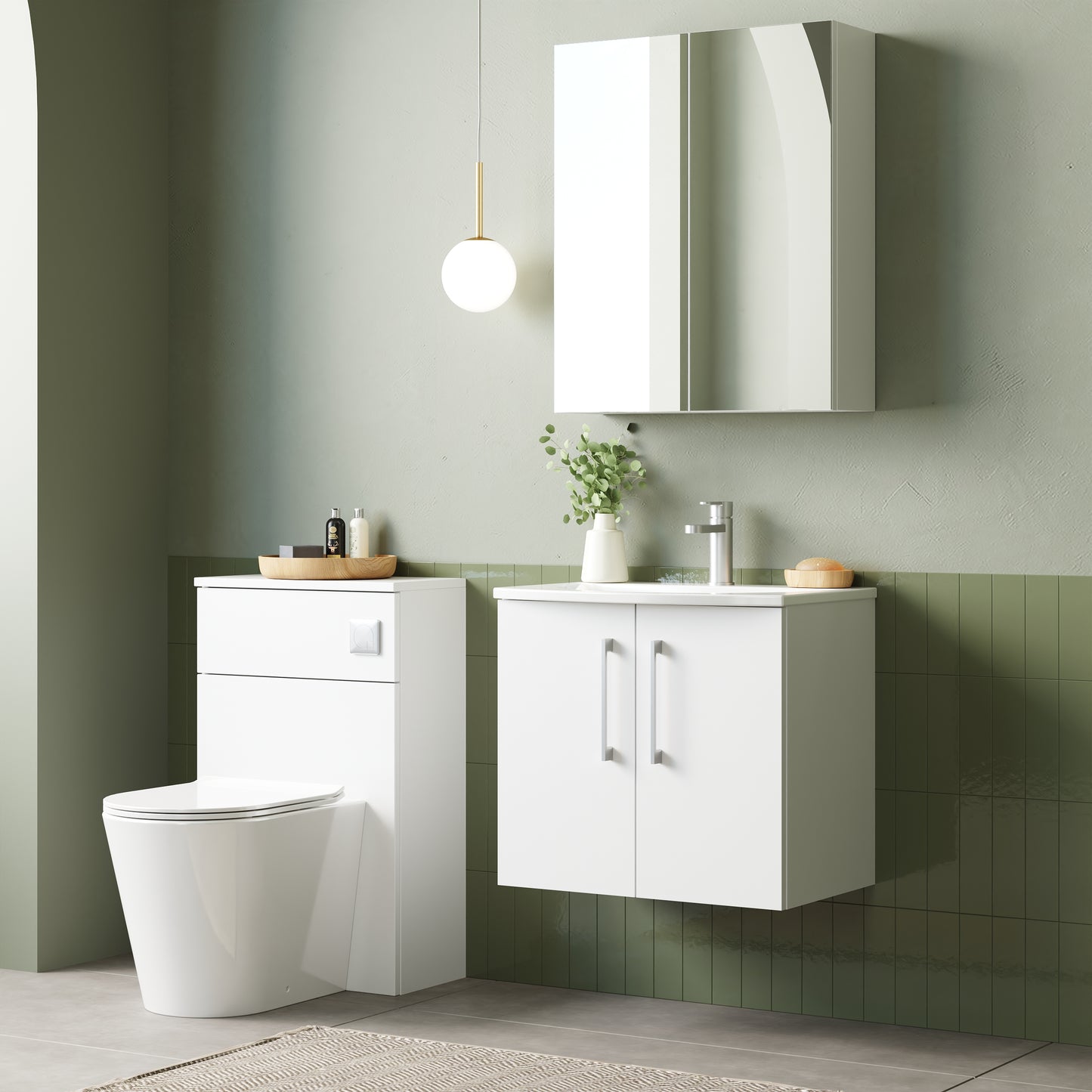 NUIE 600mm Wall Hung 2 Door Vanity & Basin 4