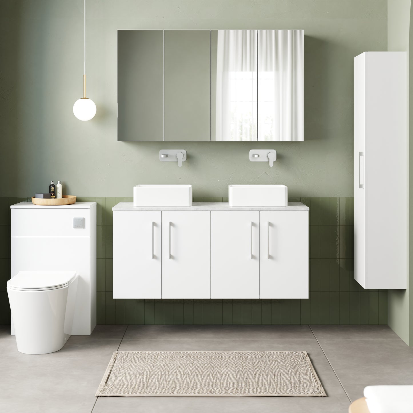 NUIE 1200mm Wall Hung 4-Door Vanity & Laminate Worktop