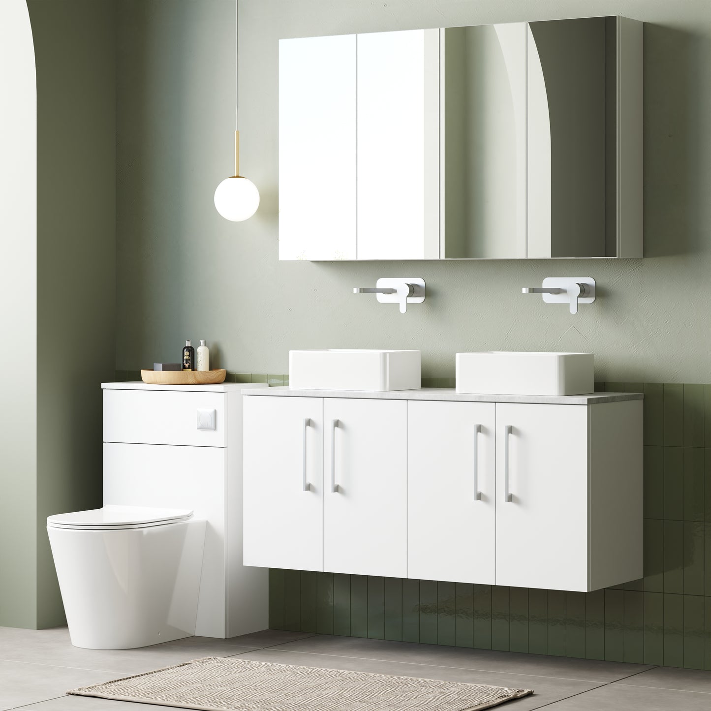 NUIE 1200mm Wall Hung 4-Door Vanity & Laminate Worktop
