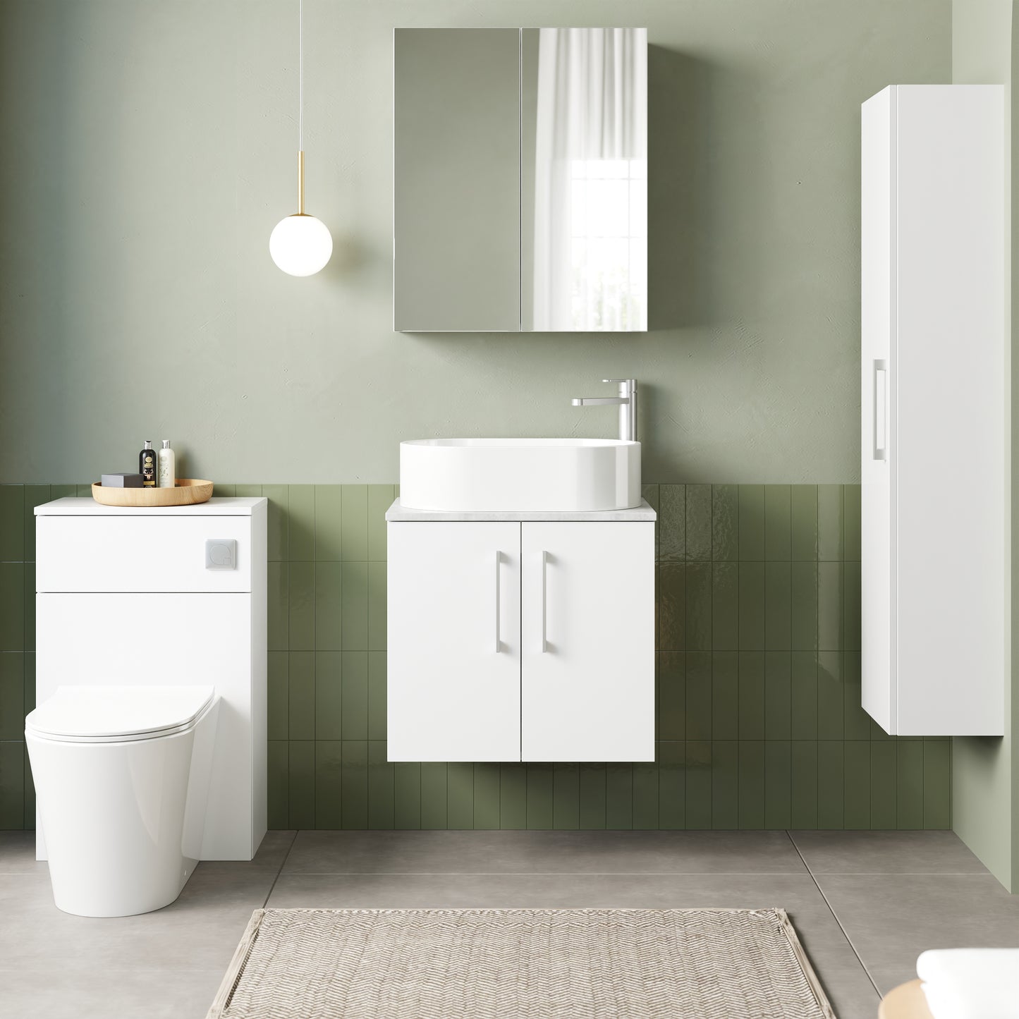 NUIE 600mm Wall Hung 2 Door Vanity & Laminate Top