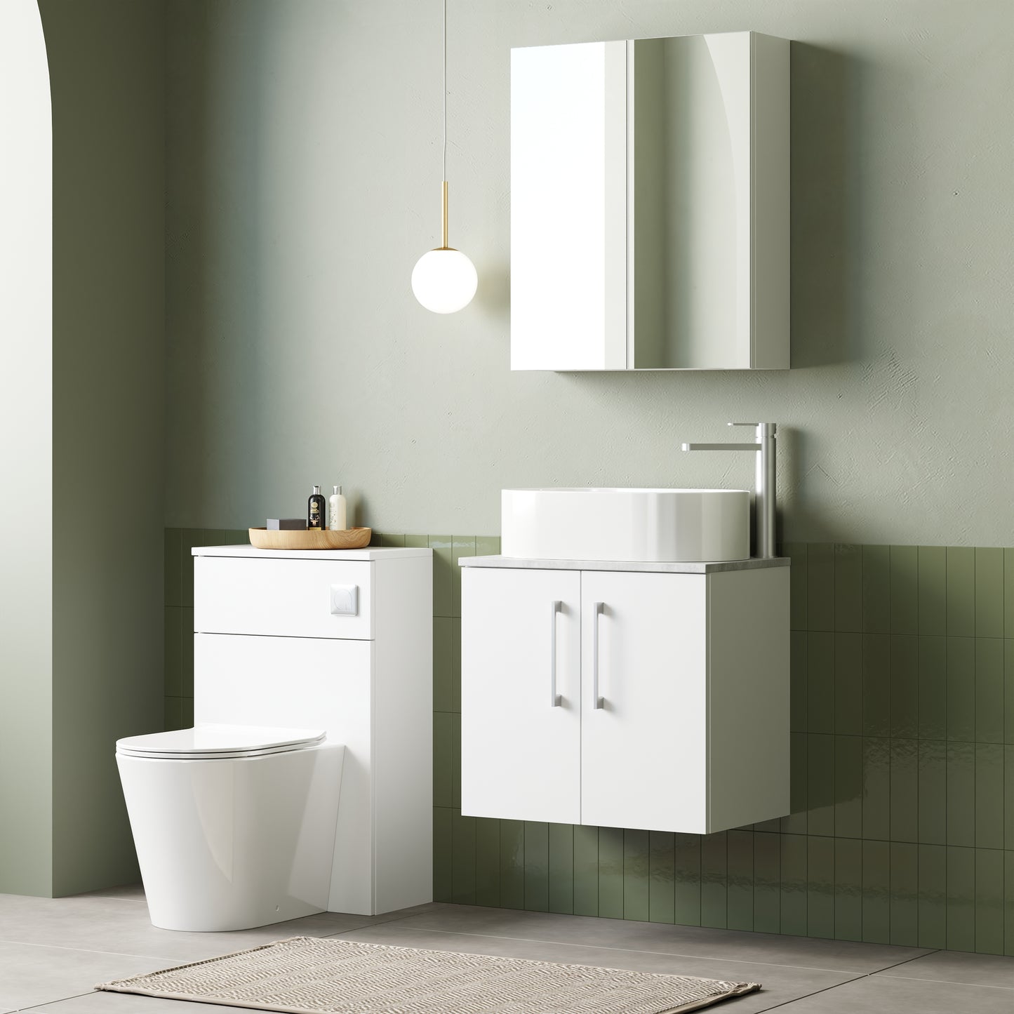 NUIE 600mm Wall Hung 2 Door Vanity & Laminate Top
