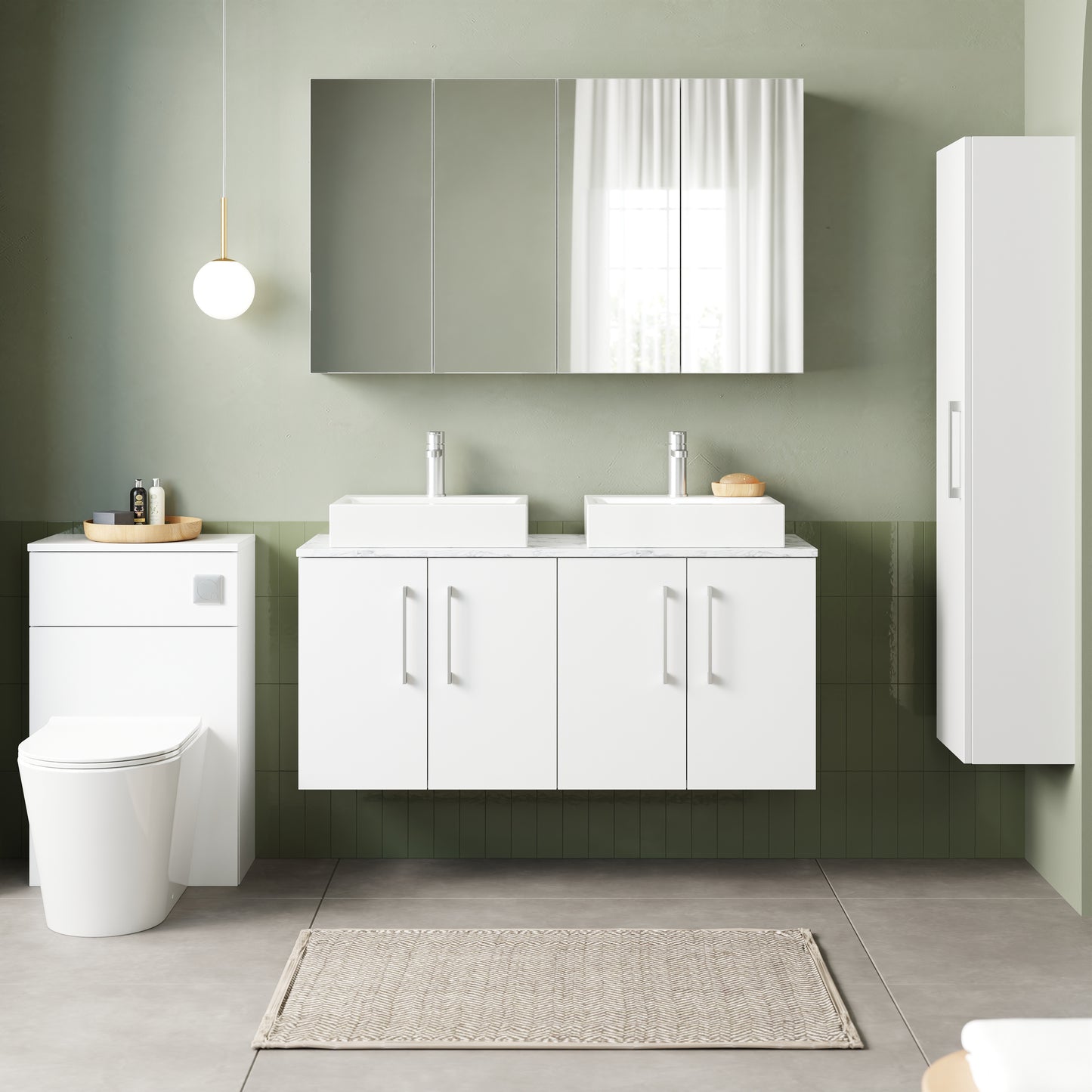NUIE 1200mm Wall Hung 4-Door Vanity & Laminate Worktop