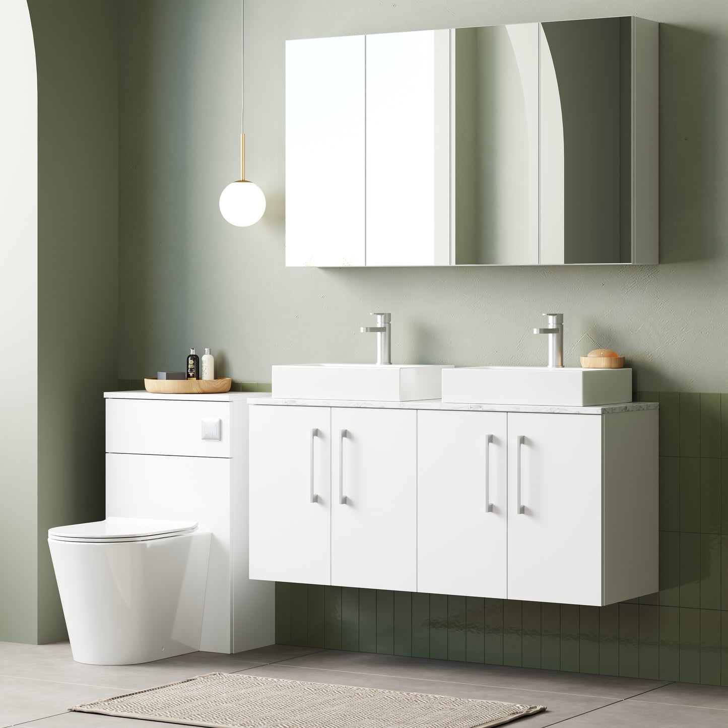 NUIE 1200mm Wall Hung 4-Door Vanity & Laminate Worktop