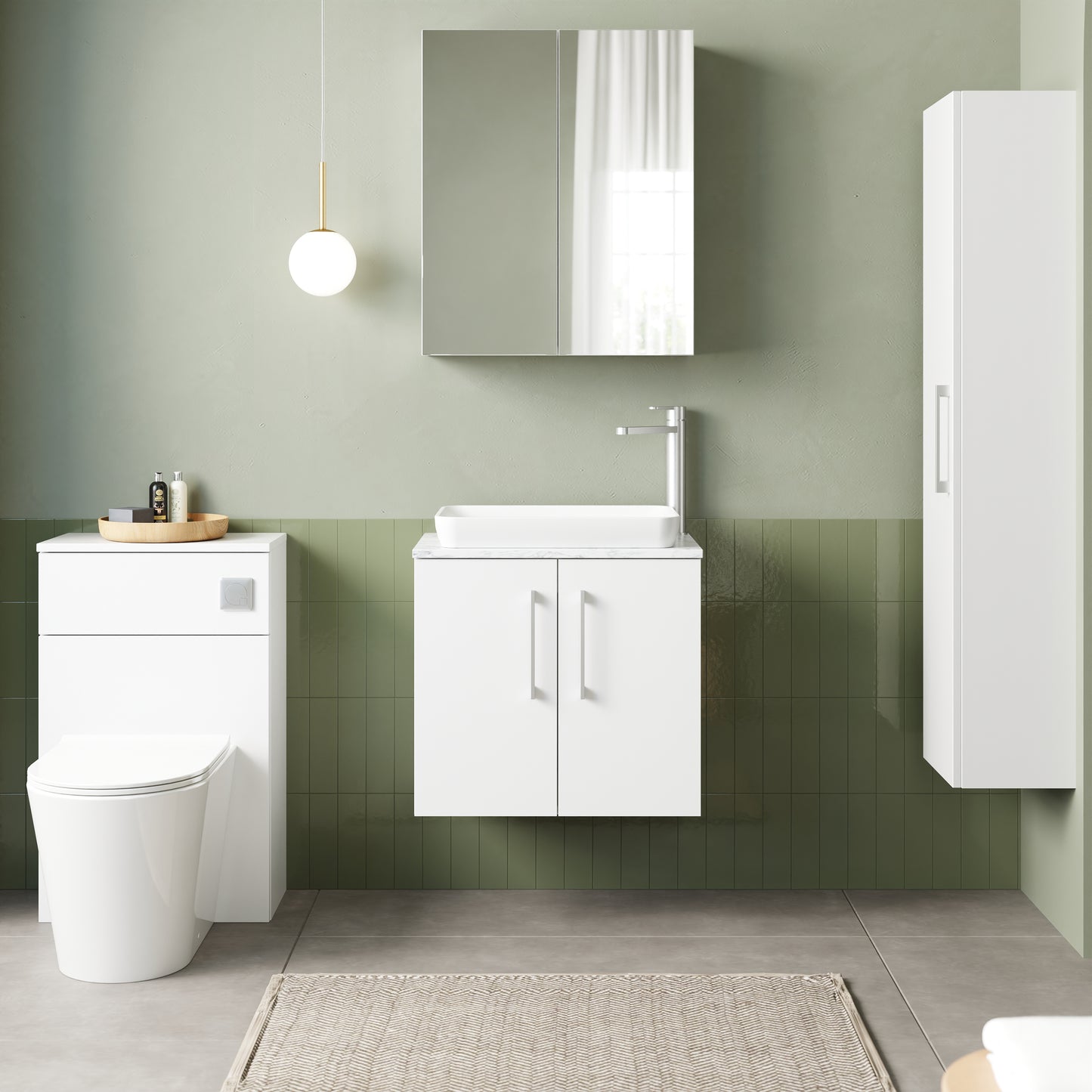 NUIE 600mm Wall Hung 2-Door Vanity & Laminate Worktop