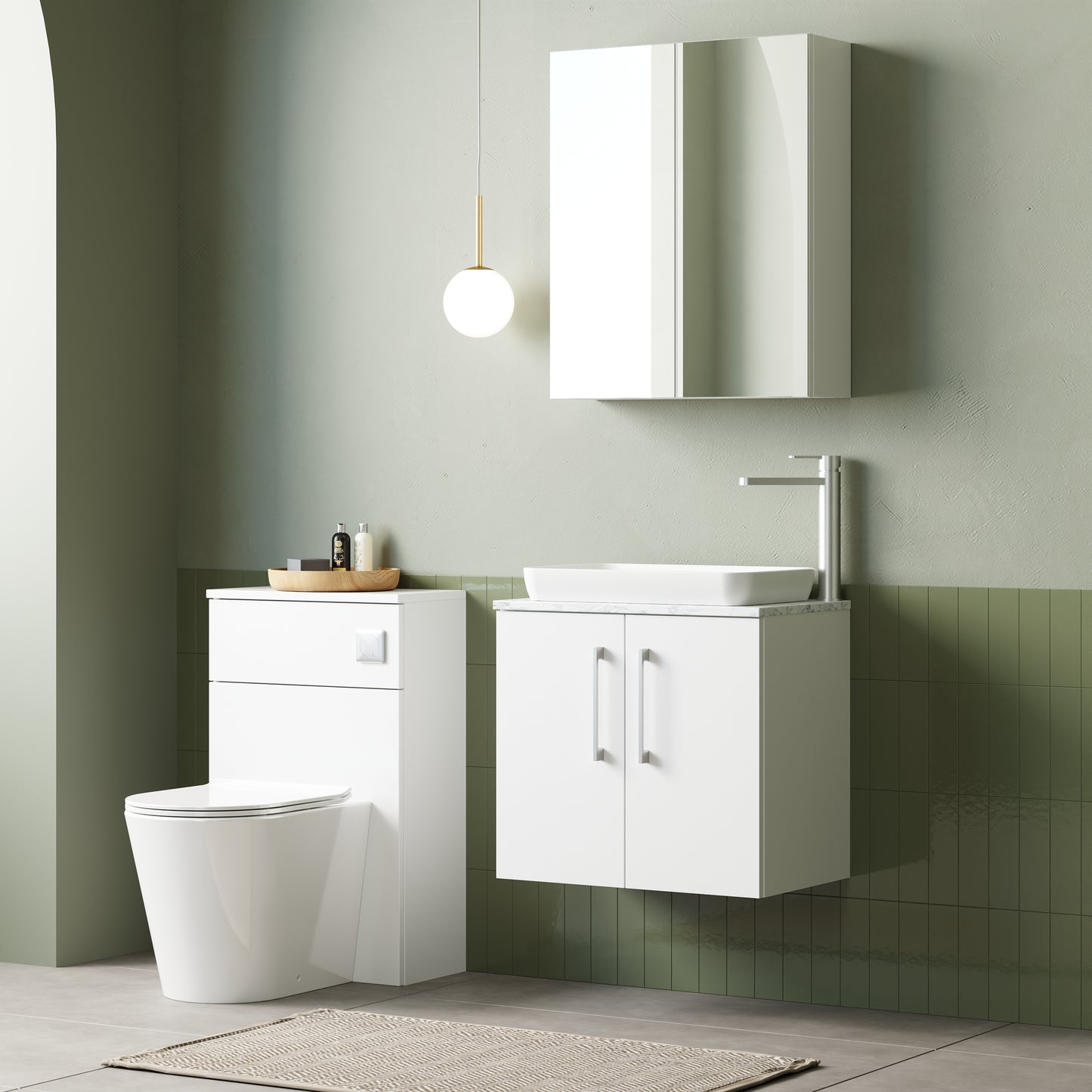 NUIE 600mm Wall Hung 2-Door Vanity & Laminate Worktop