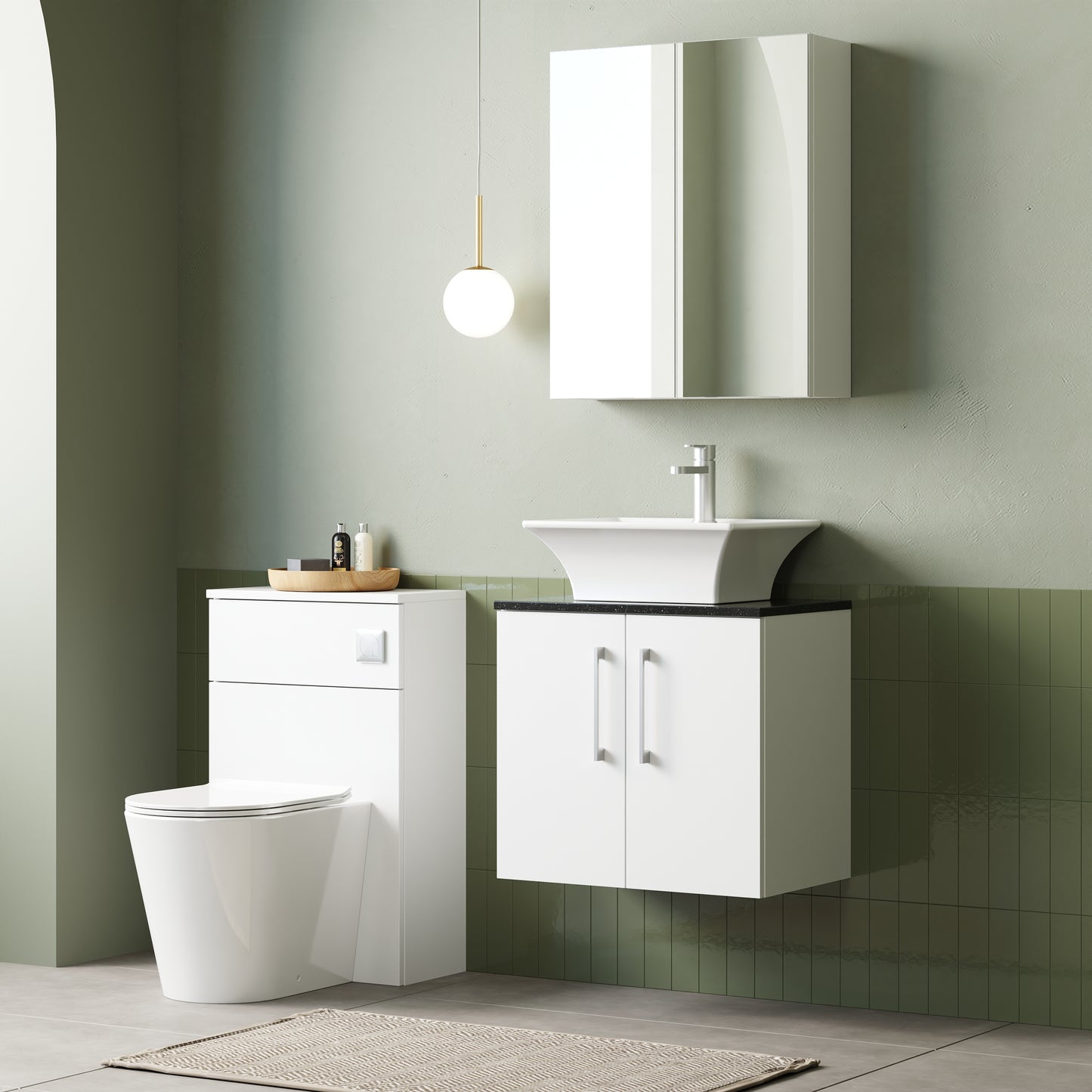 NUIE 600mm Wall Hung 2 Door Vanity & Laminate Top