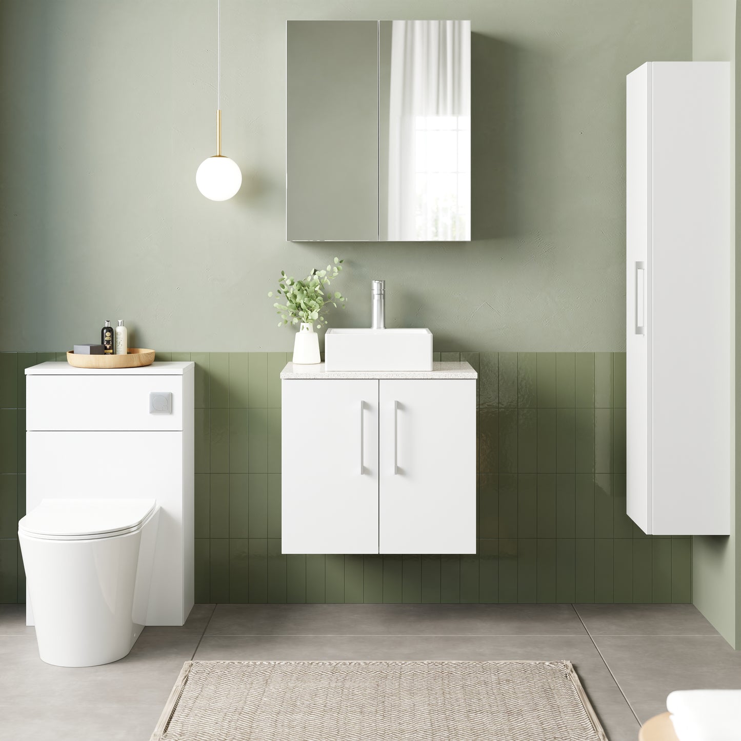 NUIE 600mm Wall Hung 2 Door Vanity & Laminate Top