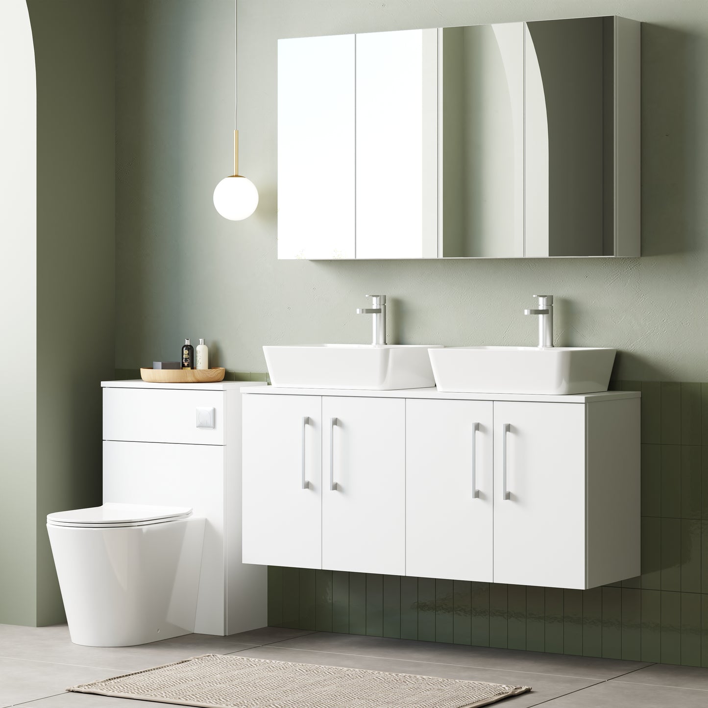 NUIE 1200mm Wall Hung 4 Door Vanity & Worktop