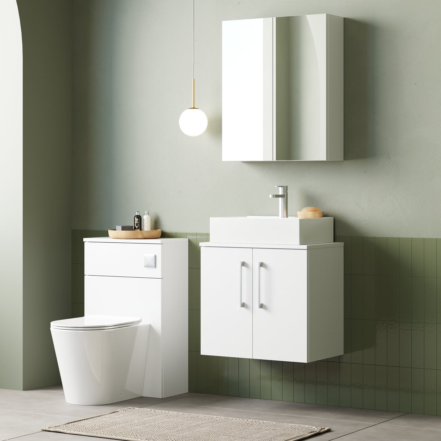 NUIE 600mm Wall Hung 2 Door Vanity & Worktop