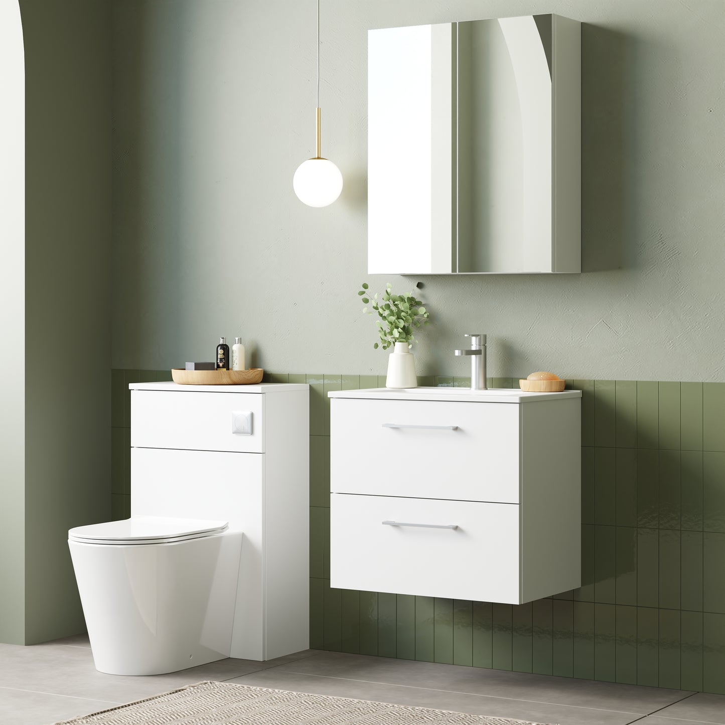 NUIE 600mm Wall Hung 2 Drawer Vanity & Basin 2