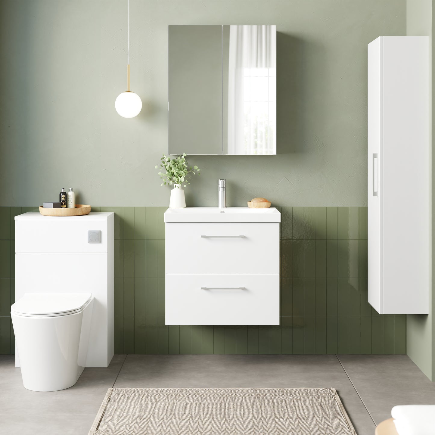 NUIE 600mm Wall Hung 2 Drawer Vanity & Basin 3