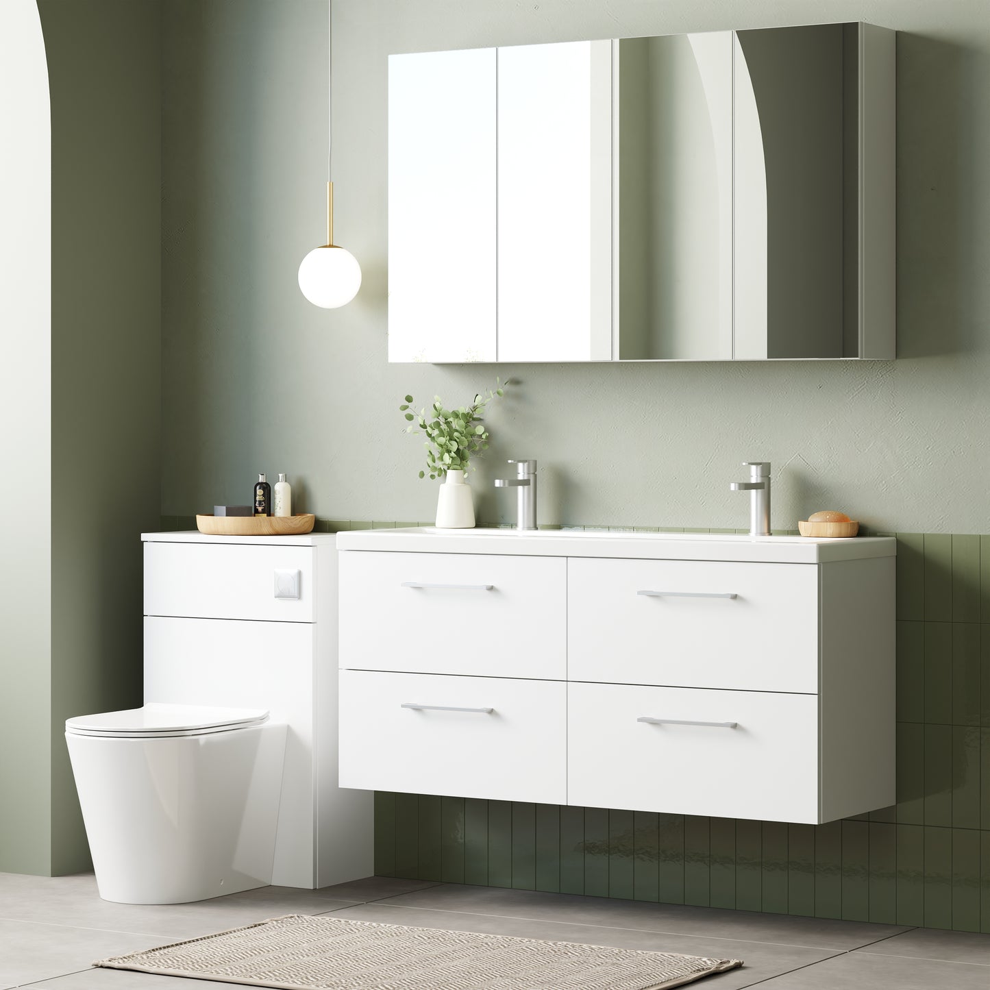 NUIE 1200mm Wall Hung 4 Drawer Vanity & Double Basin