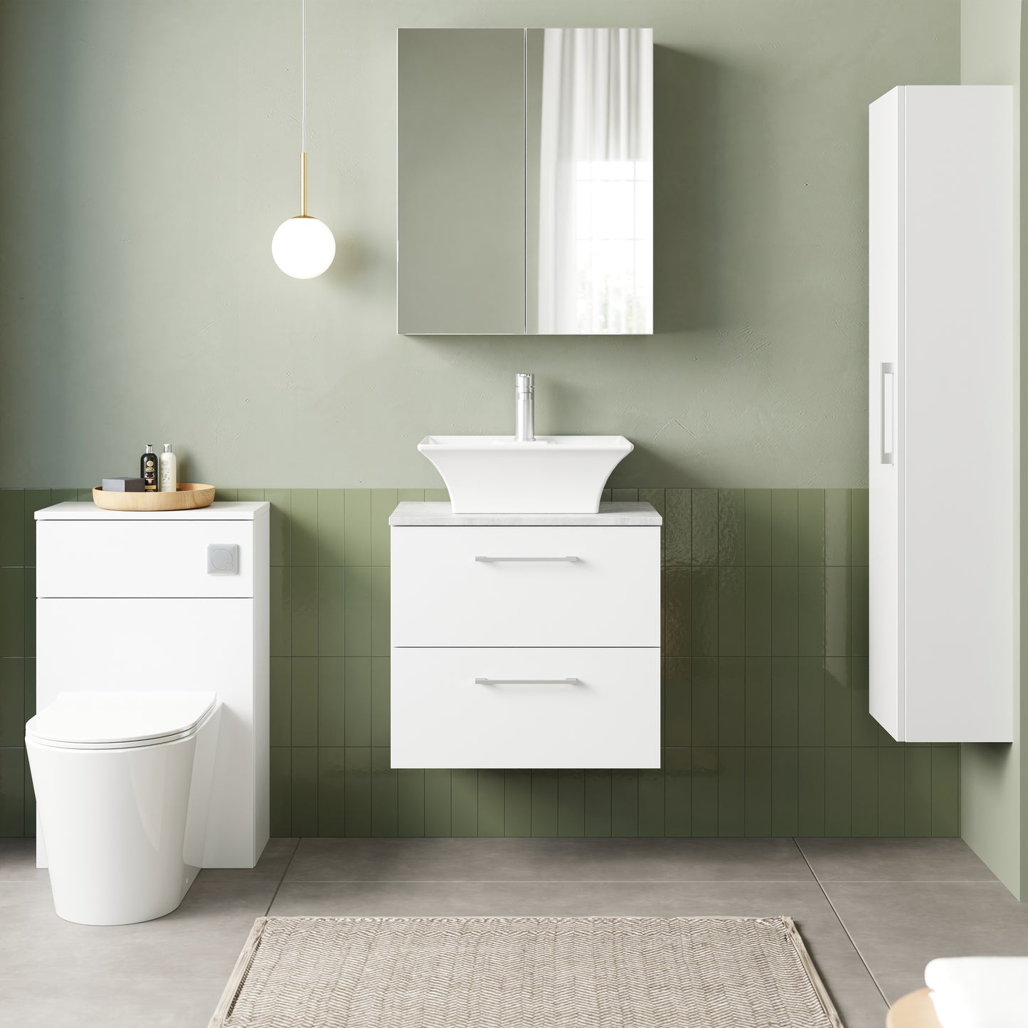 NUIE 600mm Wall Hung 2 Drawer Vanity & Laminate Top