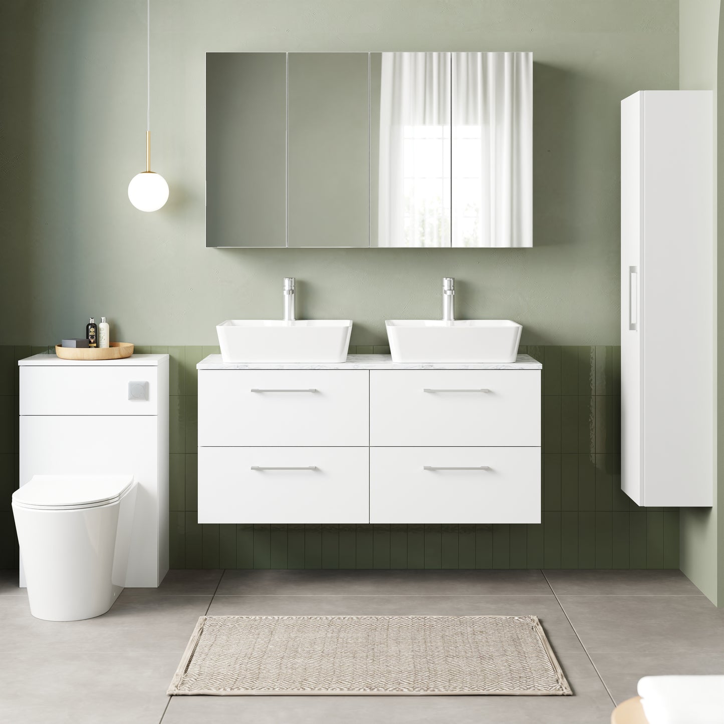 NUIE 1200mm Wall Hung 4-Drawer Vanity & Laminate Worktop